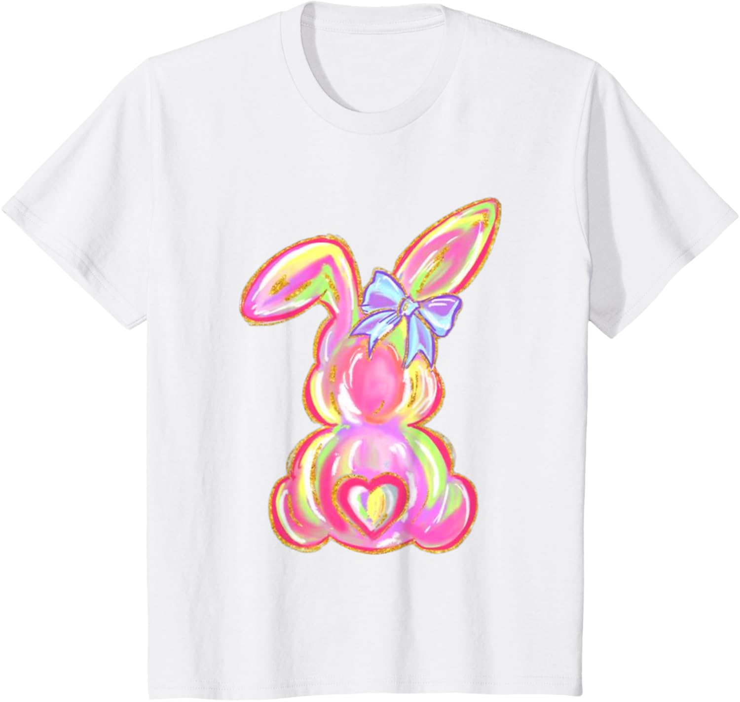 Easter Bunny Boy Girl Brushstroke Cute Coquette Bow Easter T-Shirt