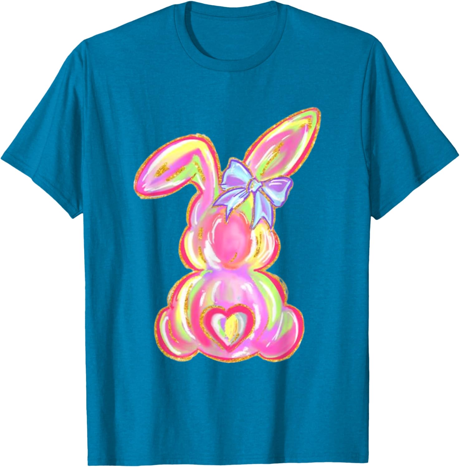 Easter Bunny Boy Girl Brushstroke Cute Coquette Bow Easter T-Shirt