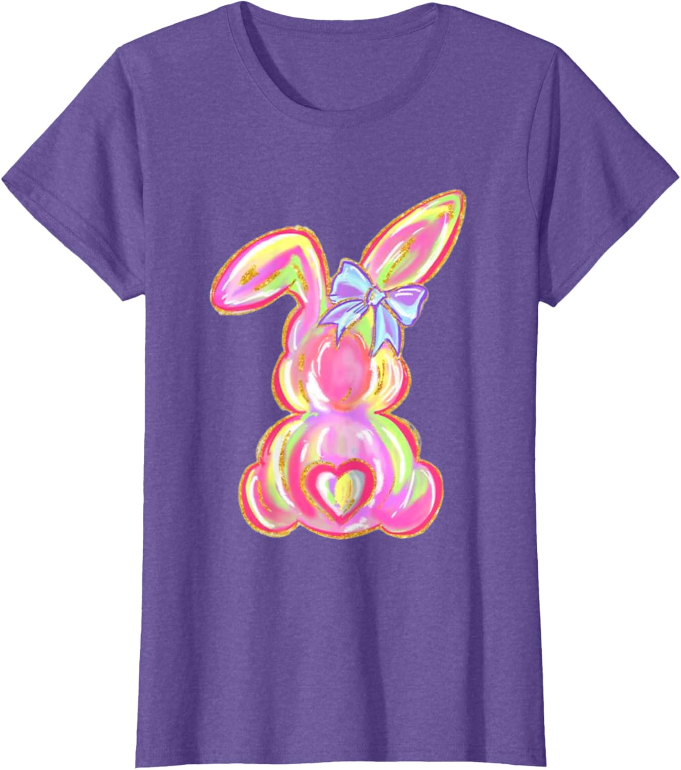 Easter Bunny Boy Girl Brushstroke Cute Coquette Bow Easter T-Shirt