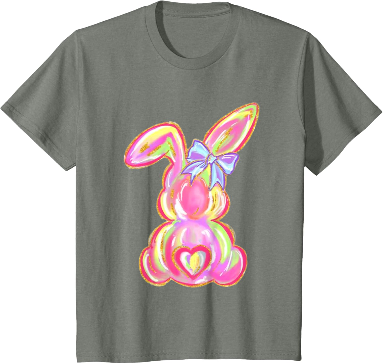 Easter Bunny Boy Girl Brushstroke Cute Coquette Bow Easter T-Shirt