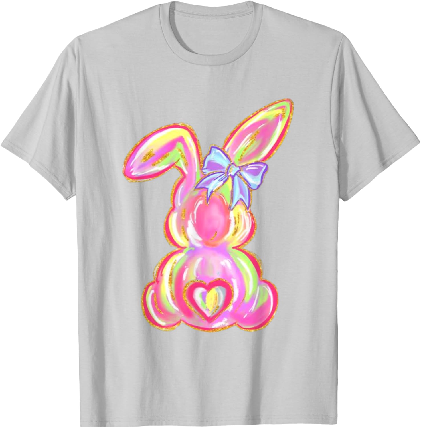 Easter Bunny Boy Girl Brushstroke Cute Coquette Bow Easter T-Shirt