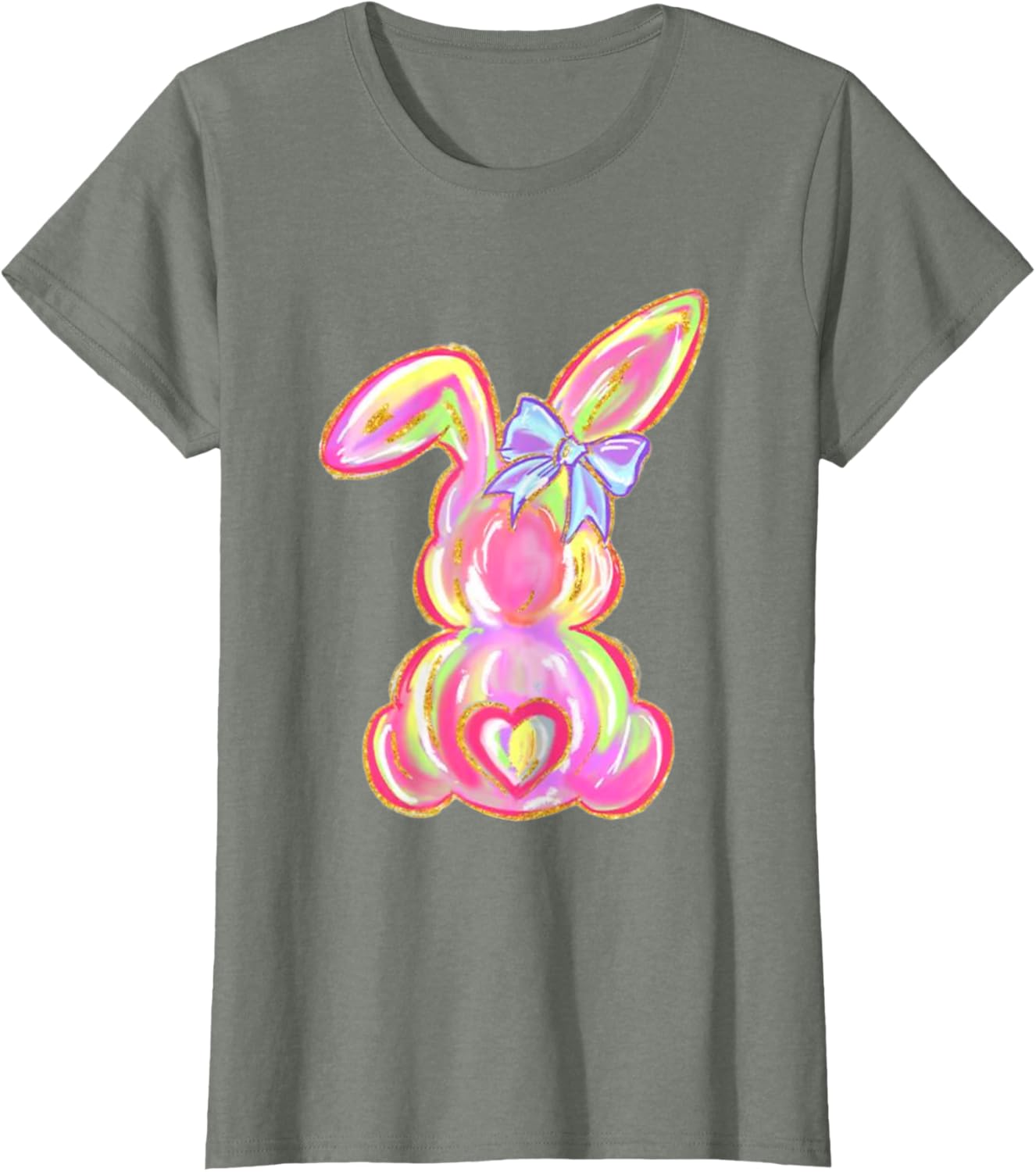 Easter Bunny Boy Girl Brushstroke Cute Coquette Bow Easter T-Shirt