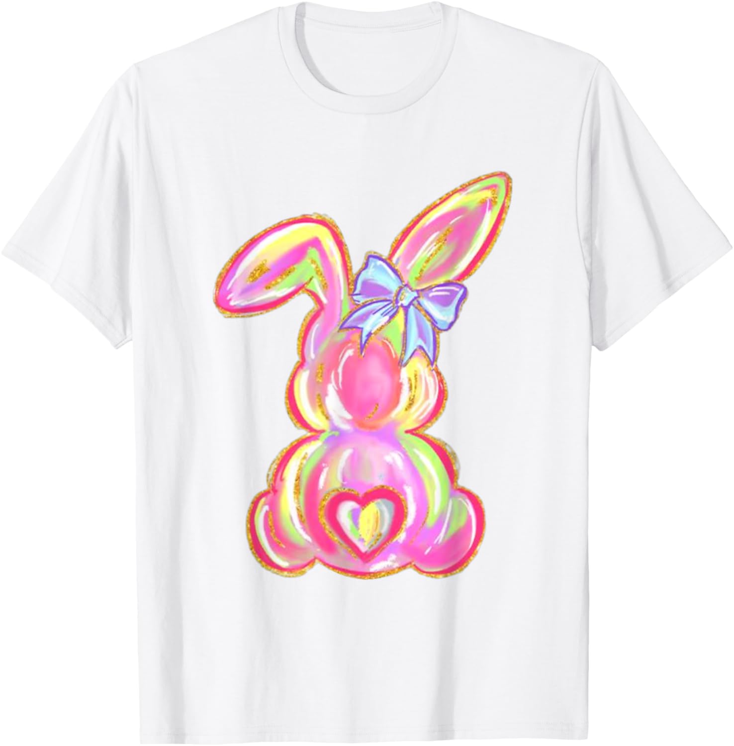 Easter Bunny Boy Girl Brushstroke Cute Coquette Bow Easter T-Shirt