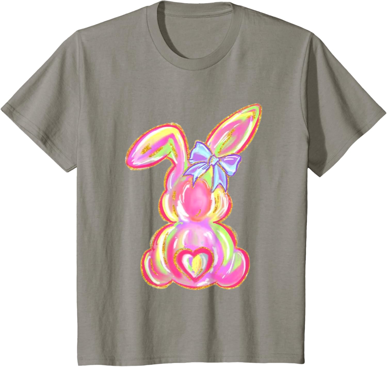 Easter Bunny Boy Girl Brushstroke Cute Coquette Bow Easter T-Shirt