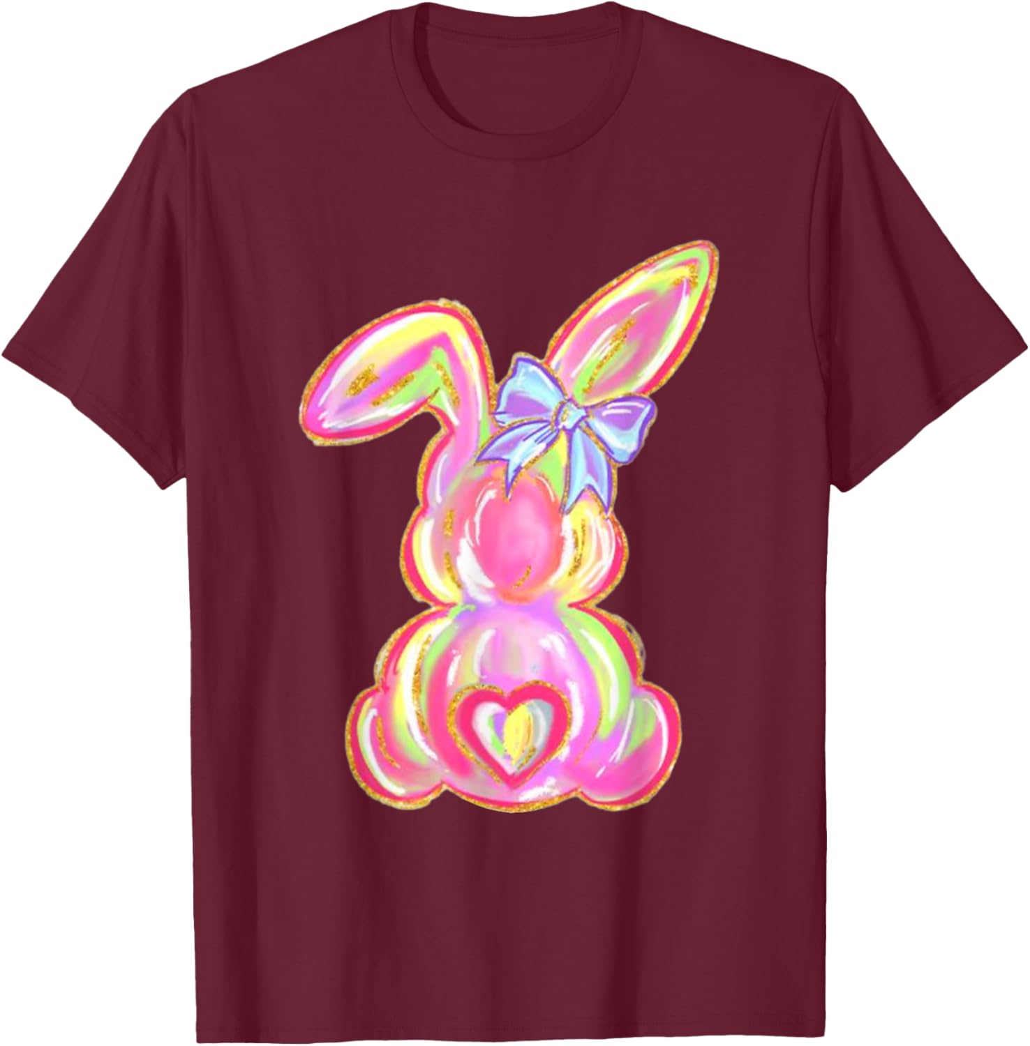 Easter Bunny Boy Girl Brushstroke Cute Coquette Bow Easter T-Shirt