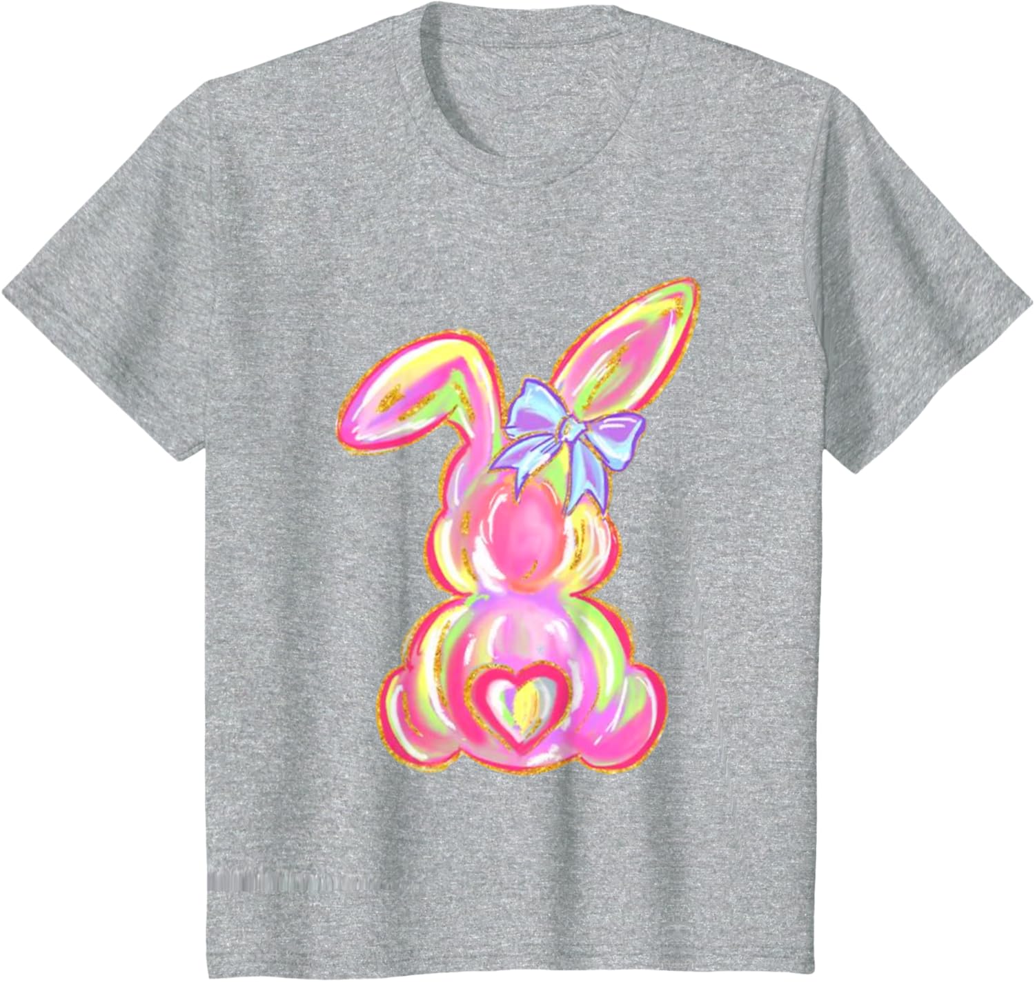 Easter Bunny Boy Girl Brushstroke Cute Coquette Bow Easter T-Shirt