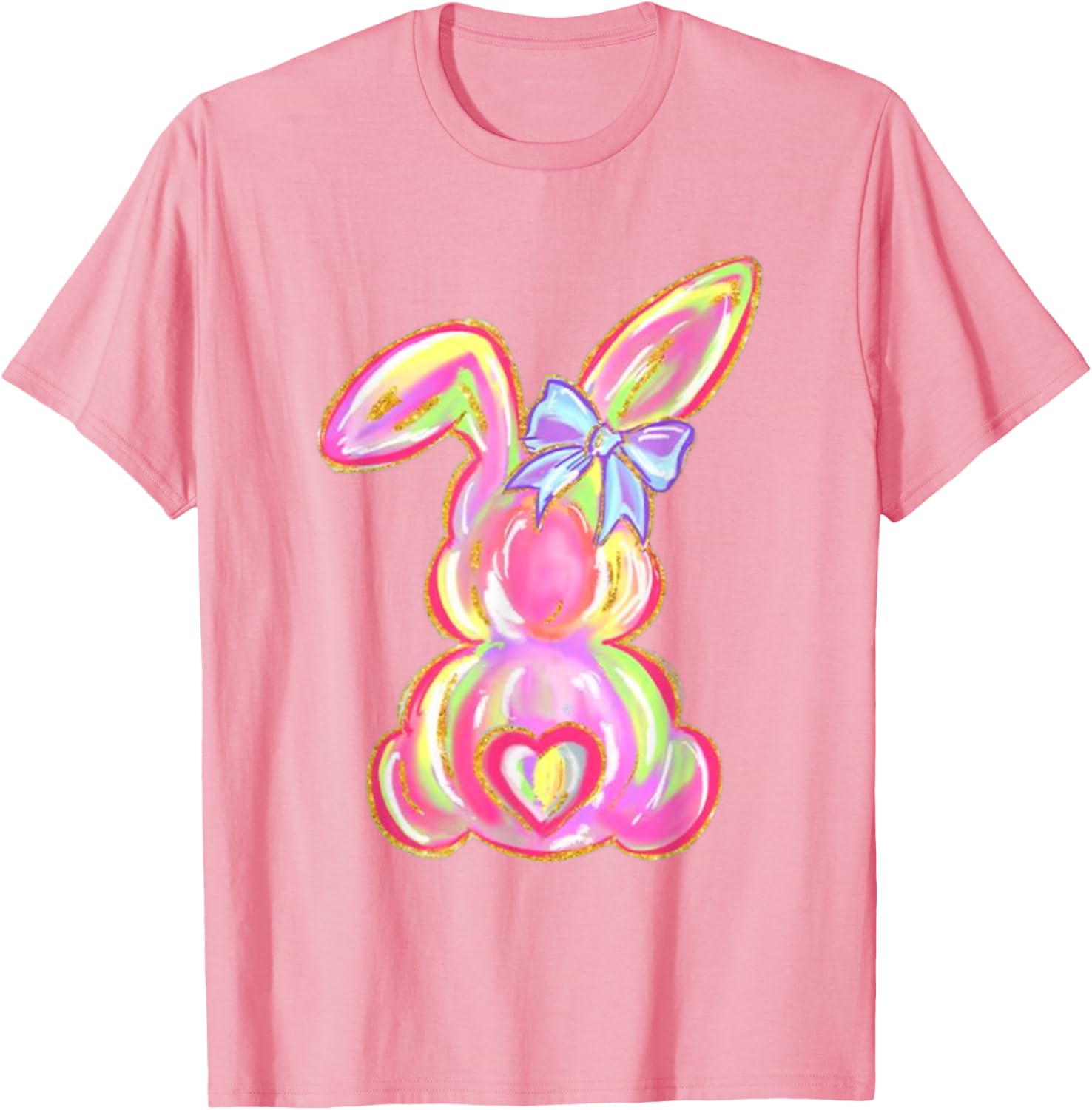 Easter Bunny Boy Girl Brushstroke Cute Coquette Bow Easter T-Shirt