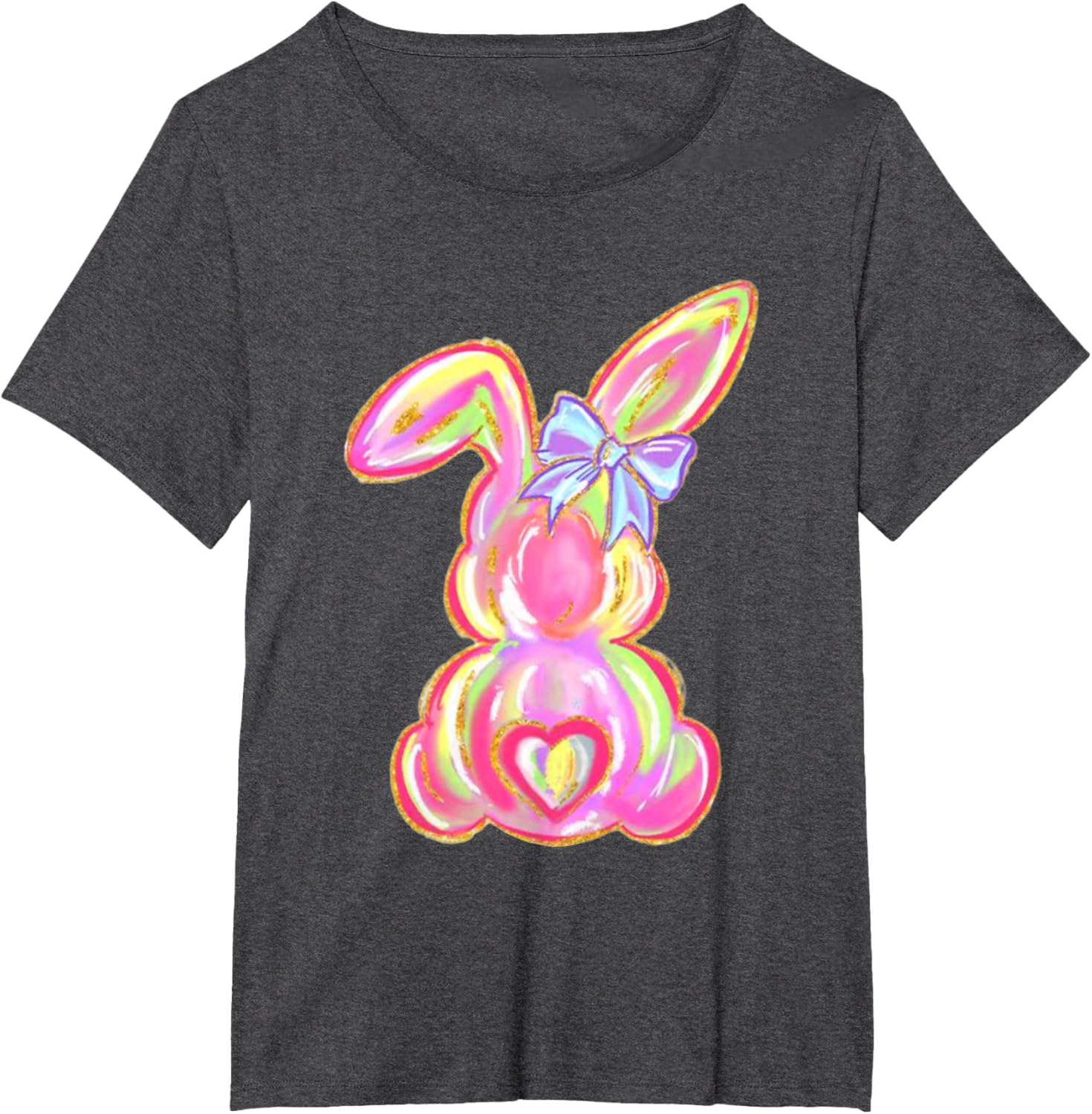 Easter Bunny Boy Girl Brushstroke Cute Coquette Bow Easter T-Shirt