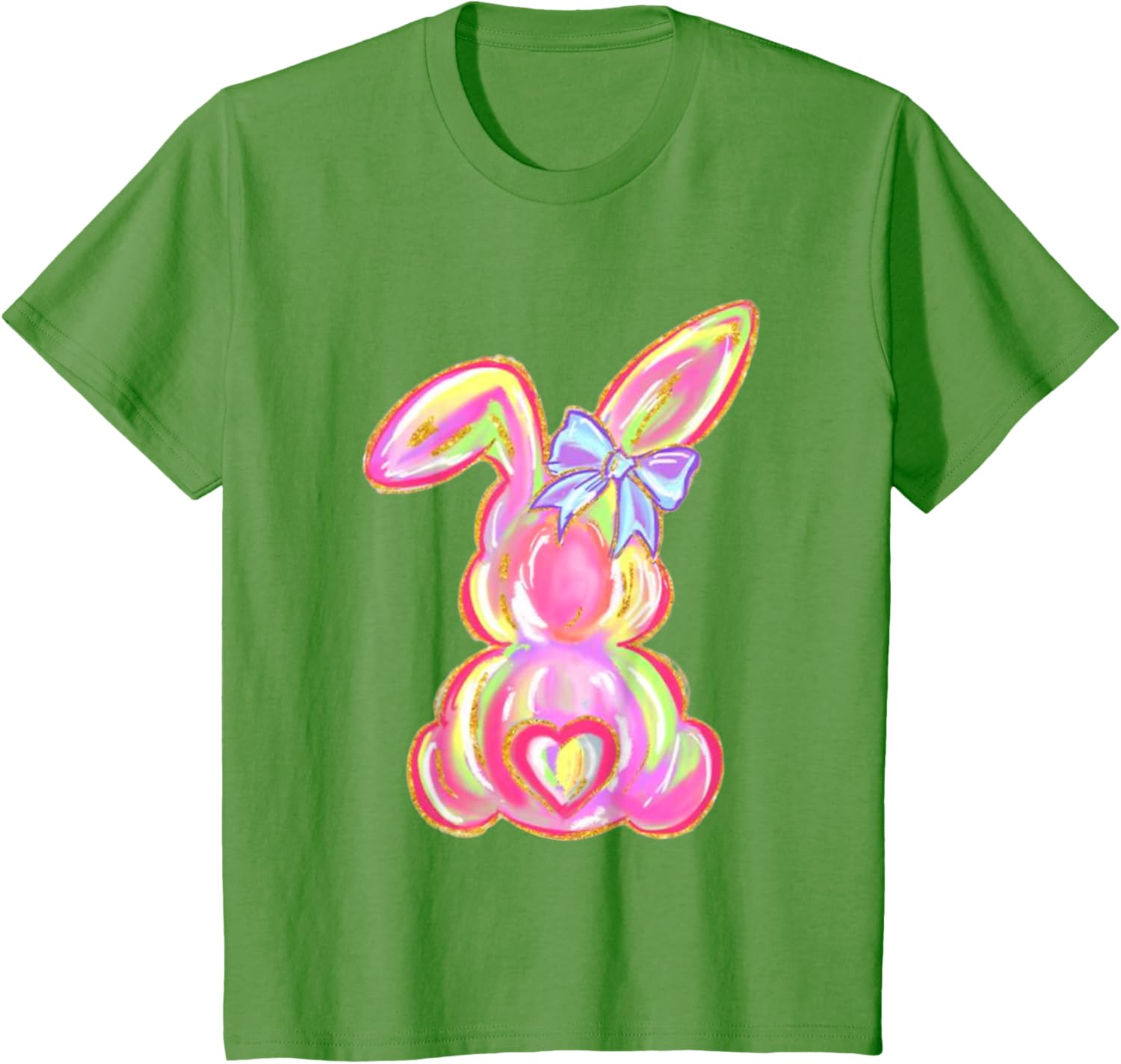 Easter Bunny Boy Girl Brushstroke Cute Coquette Bow Easter T-Shirt