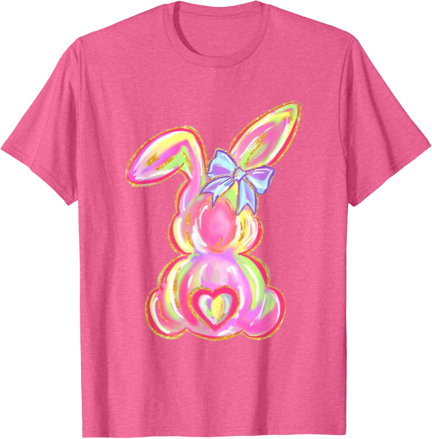 Easter Bunny Boy Girl Brushstroke Cute Coquette Bow Easter T-Shirt