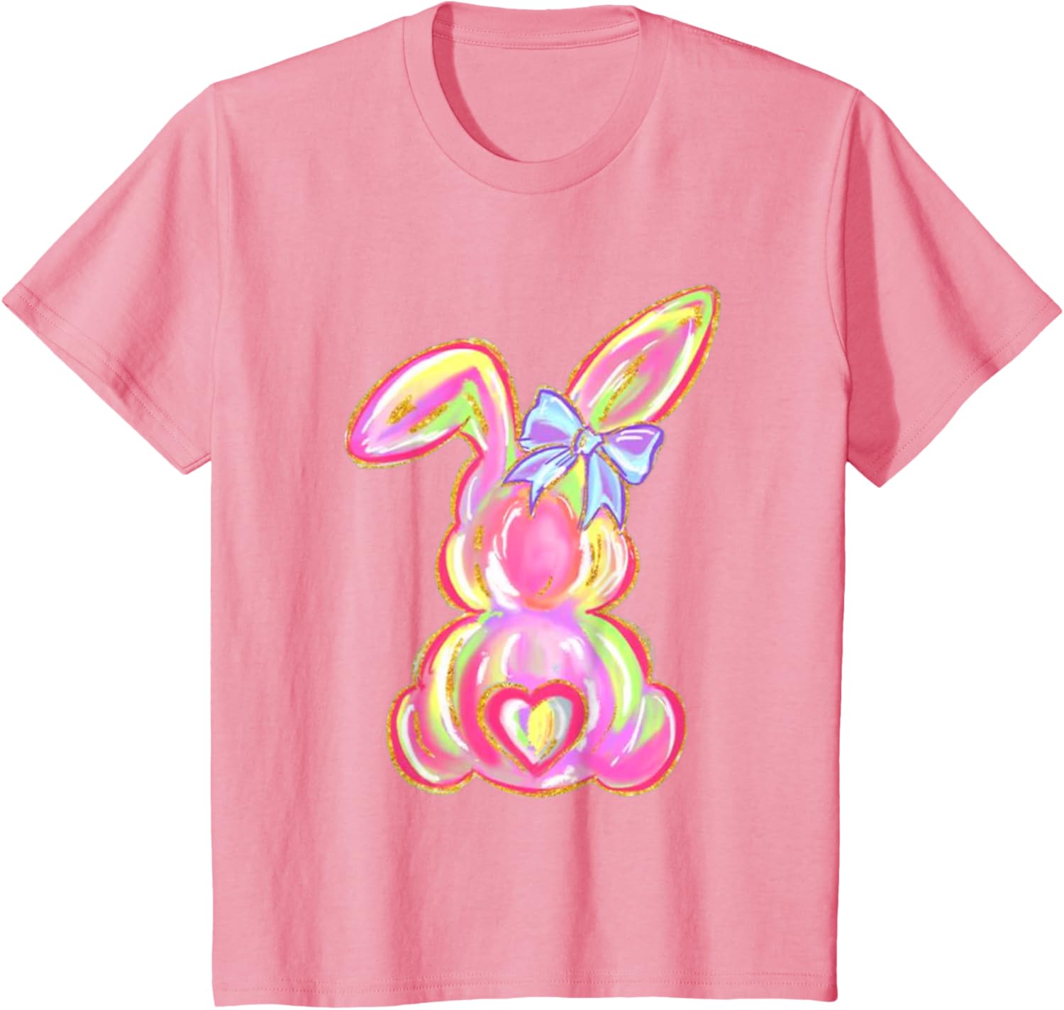 Easter Bunny Boy Girl Brushstroke Cute Coquette Bow Easter T-Shirt