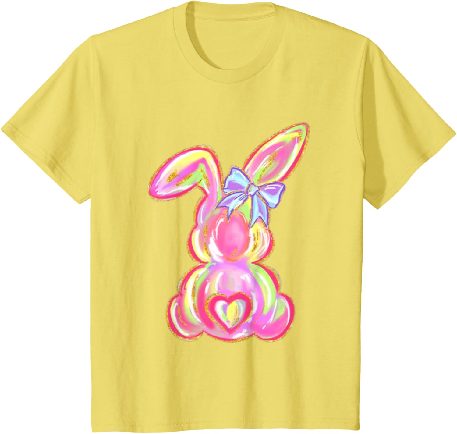 Easter Bunny Boy Girl Brushstroke Cute Coquette Bow Easter T-Shirt