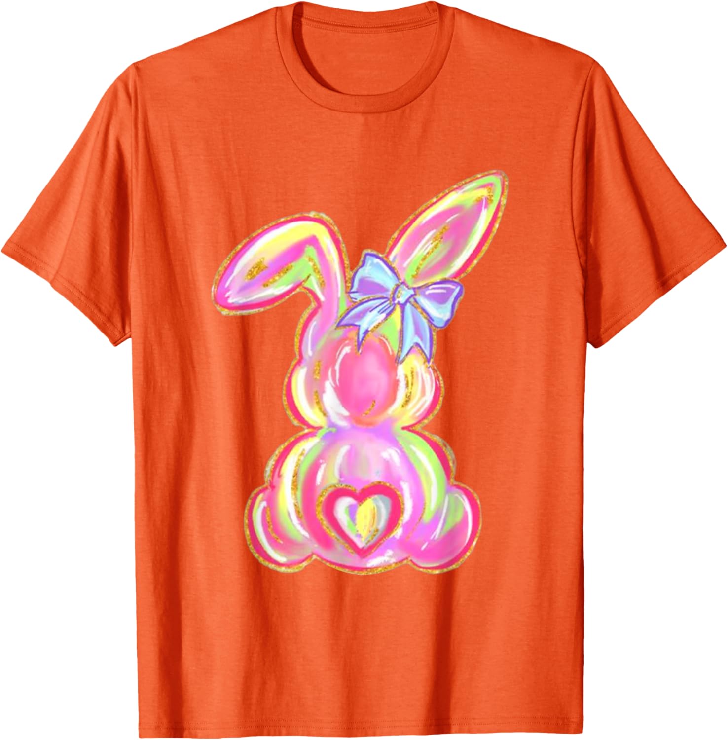 Easter Bunny Boy Girl Brushstroke Cute Coquette Bow Easter T-Shirt