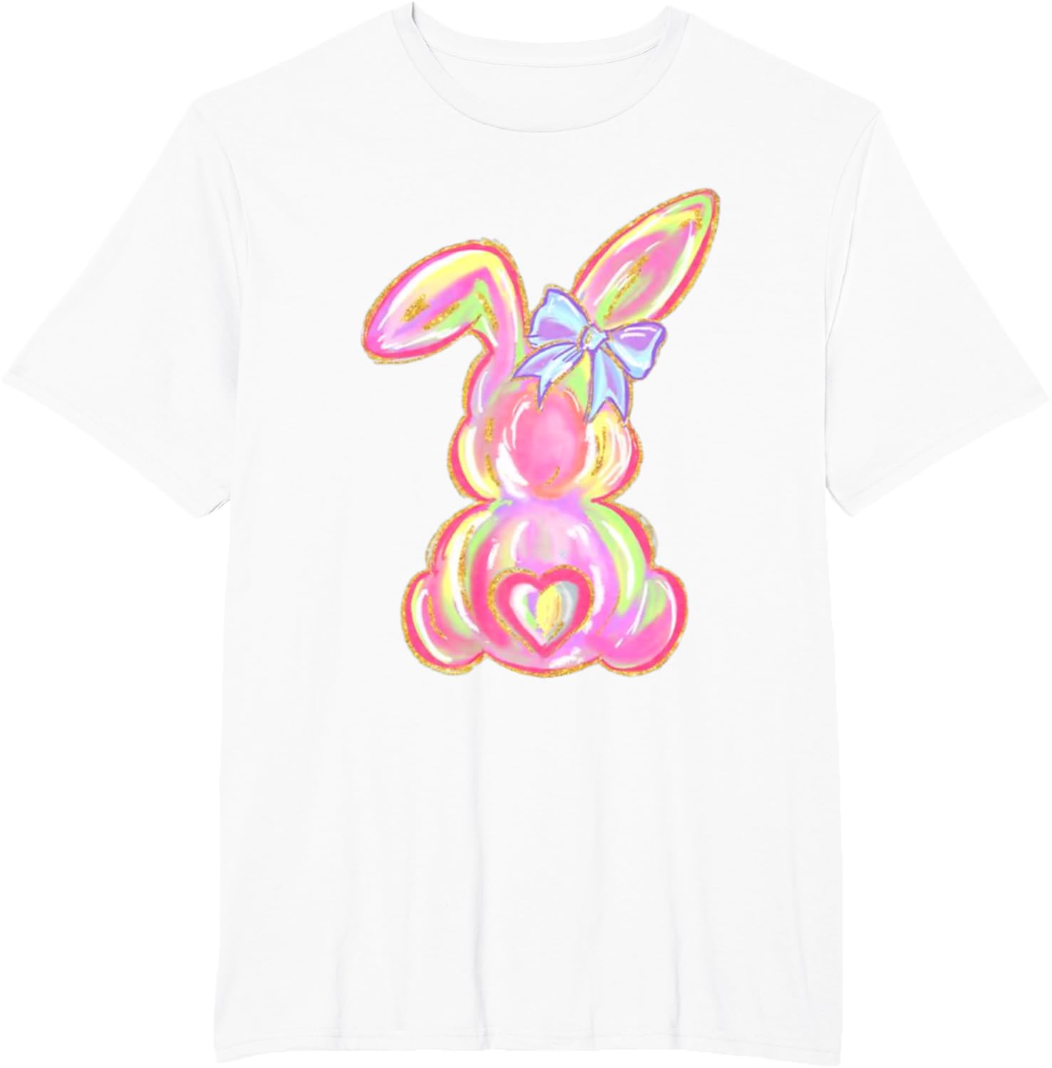 Easter Bunny Boy Girl Brushstroke Cute Coquette Bow Easter T-Shirt