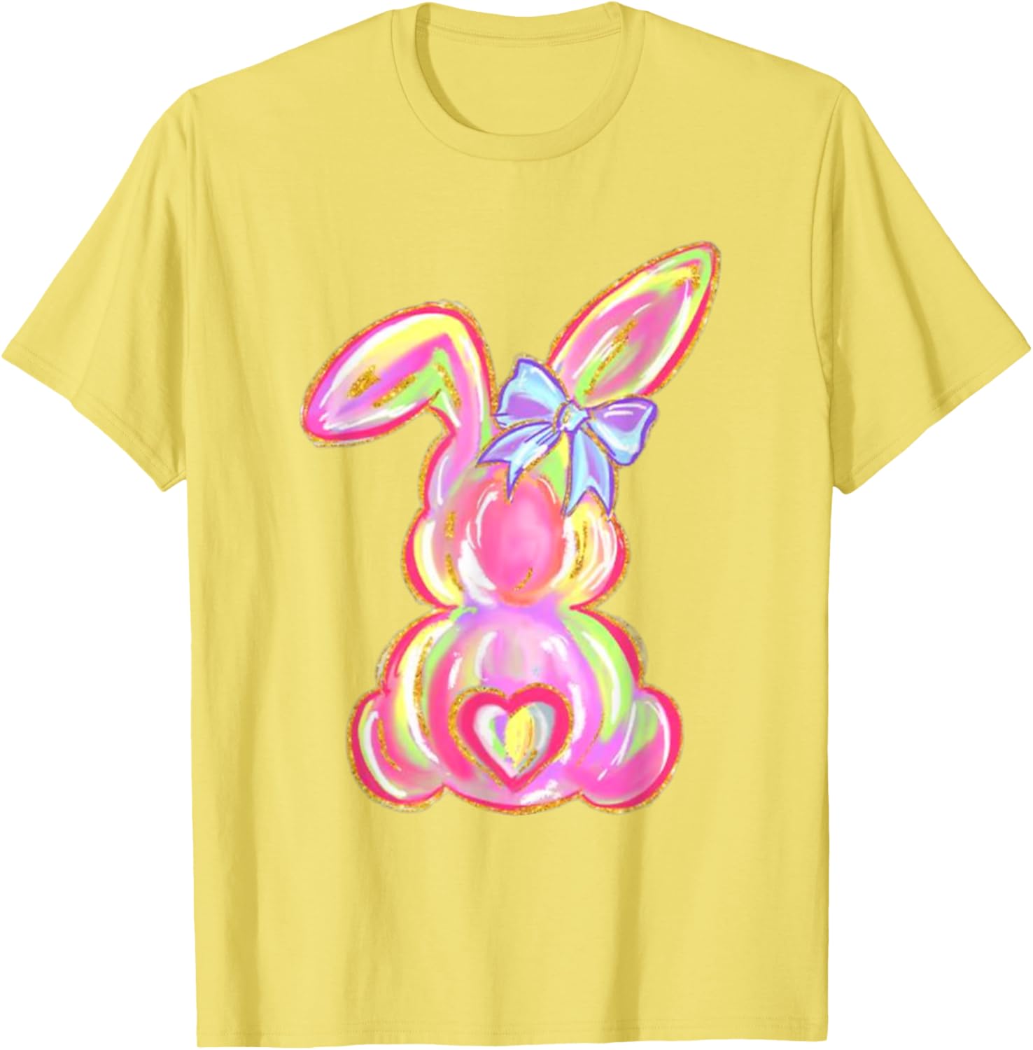 Easter Bunny Boy Girl Brushstroke Cute Coquette Bow Easter T-Shirt