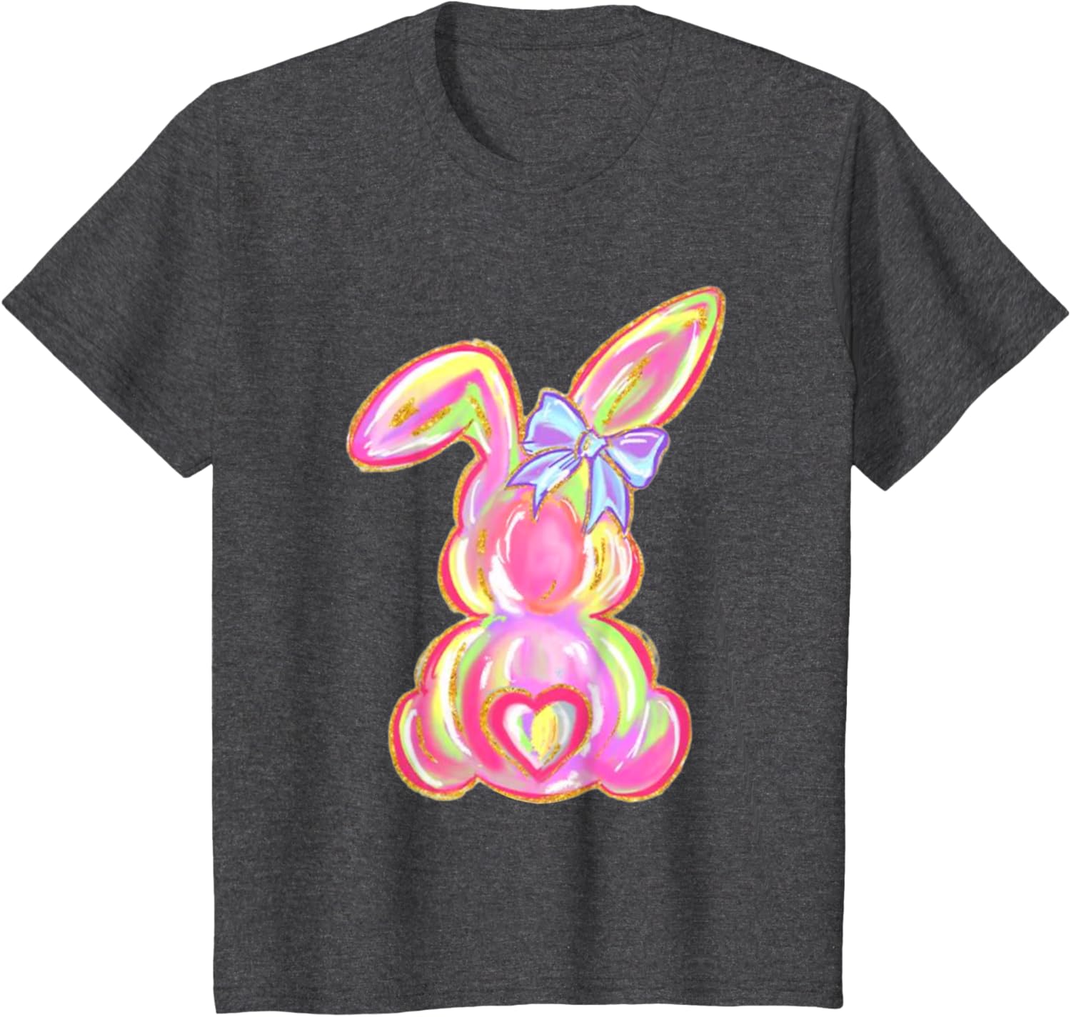 Easter Bunny Boy Girl Brushstroke Cute Coquette Bow Easter T-Shirt