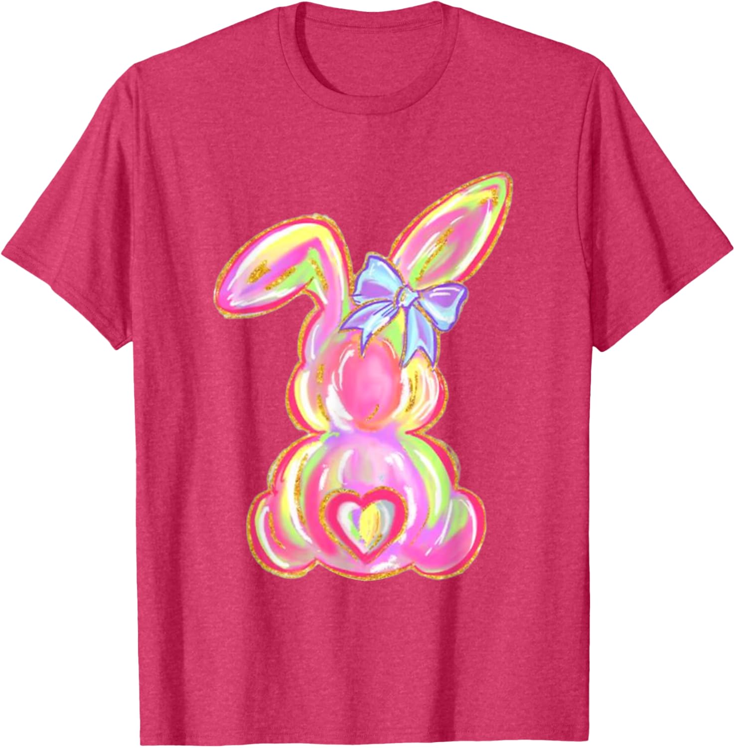 Easter Bunny Boy Girl Brushstroke Cute Coquette Bow Easter T-Shirt