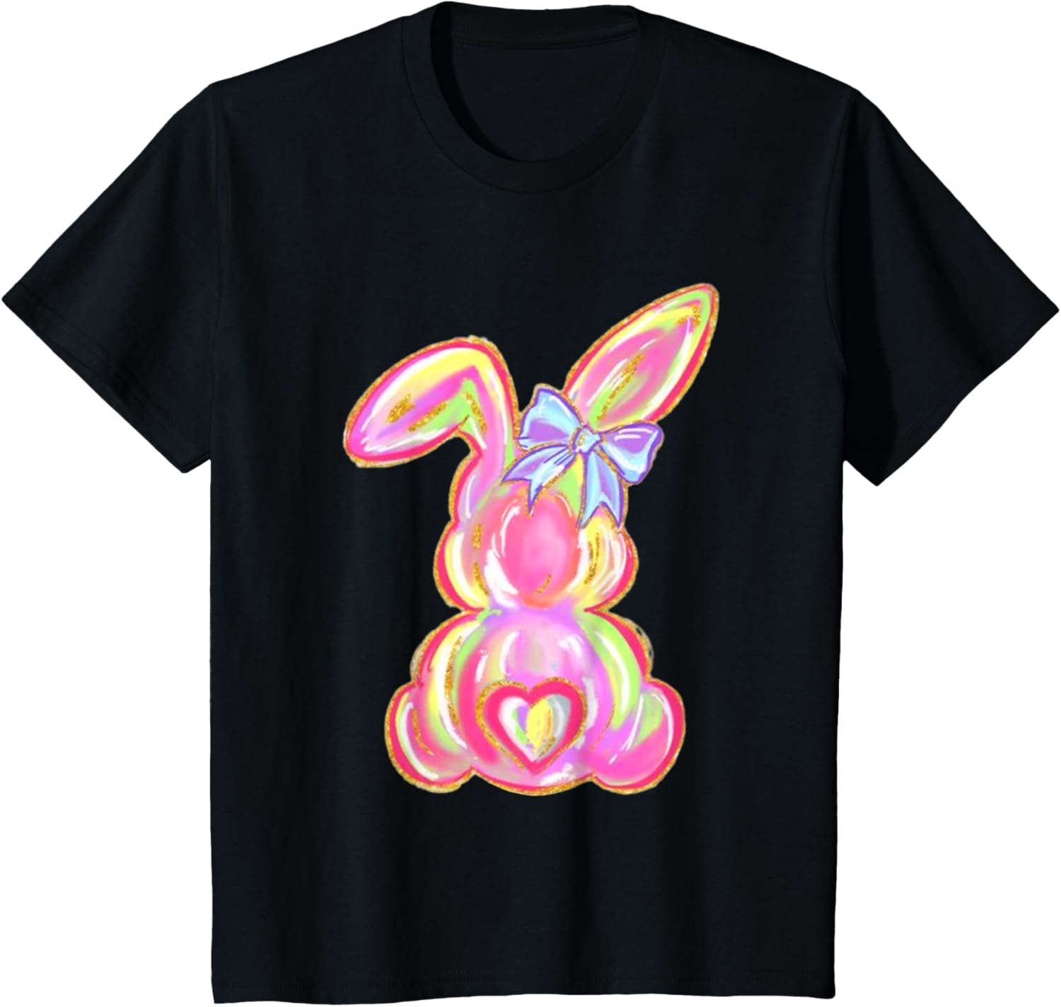 Easter Bunny Boy Girl Brushstroke Cute Coquette Bow Easter T-Shirt