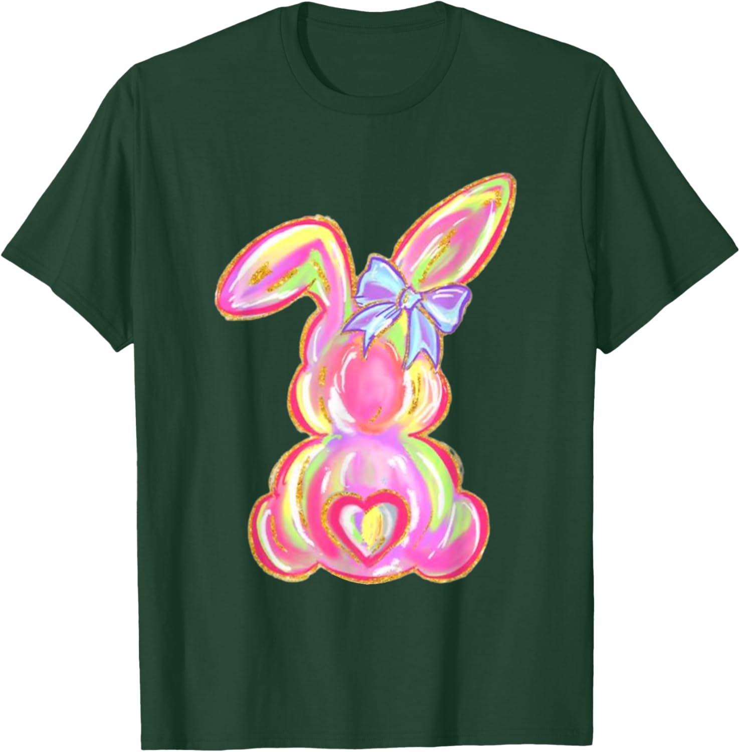 Easter Bunny Boy Girl Brushstroke Cute Coquette Bow Easter T-Shirt