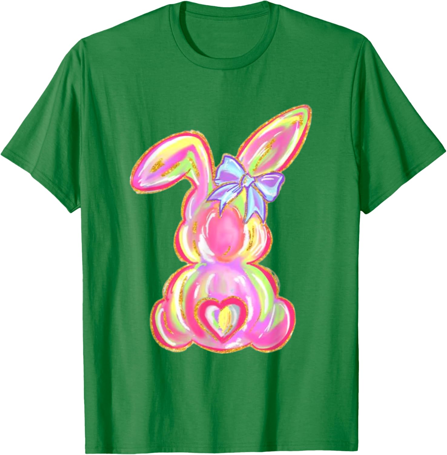 Easter Bunny Boy Girl Brushstroke Cute Coquette Bow Easter T-Shirt