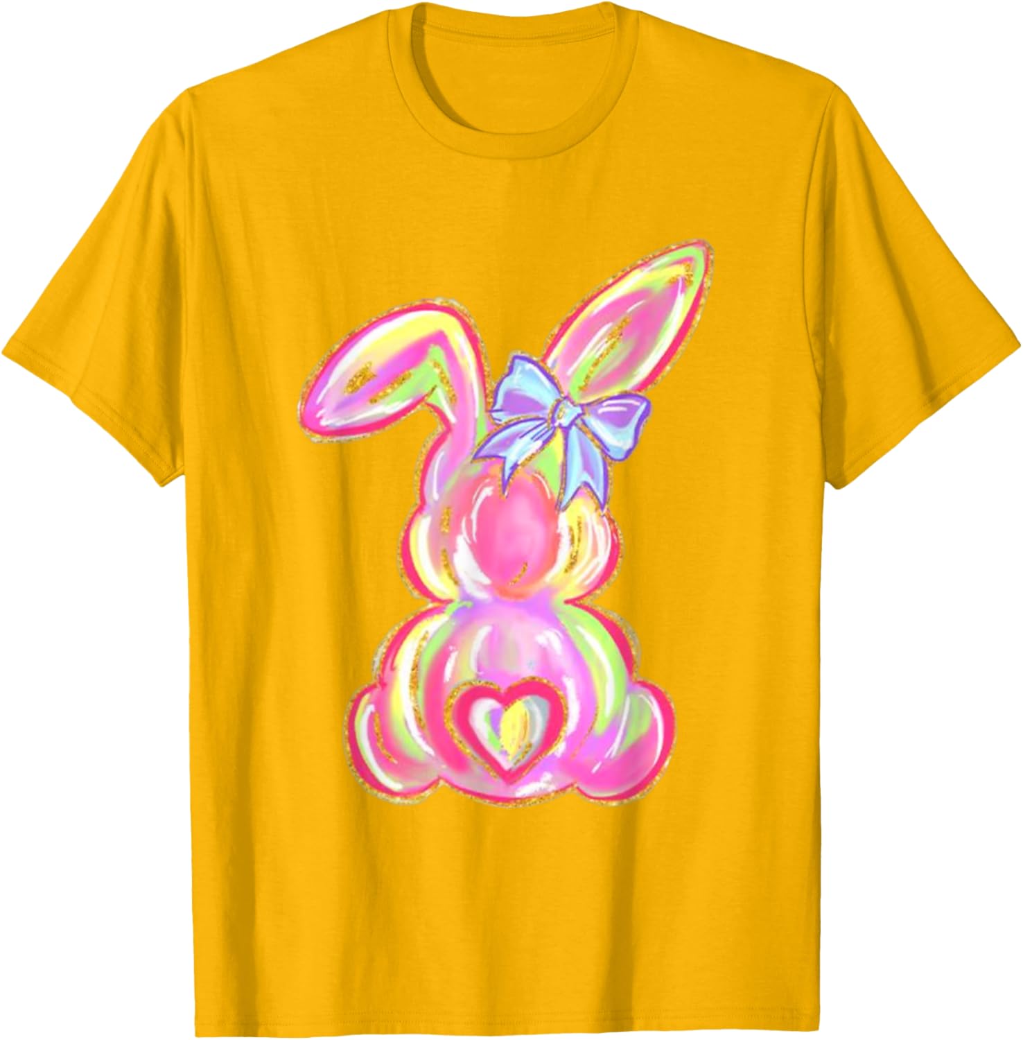 Easter Bunny Boy Girl Brushstroke Cute Coquette Bow Easter T-Shirt