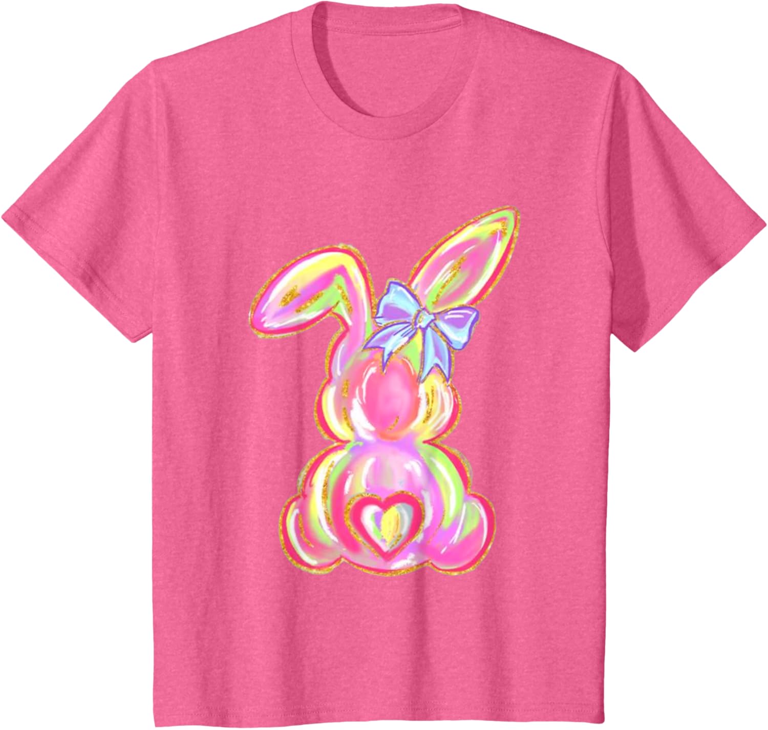 Easter Bunny Boy Girl Brushstroke Cute Coquette Bow Easter T-Shirt