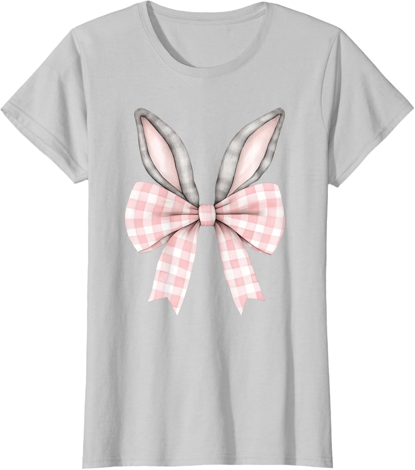 Easter Bunny Coquette Bow Pink Checked Spring Rabbit Ears T-Shirt