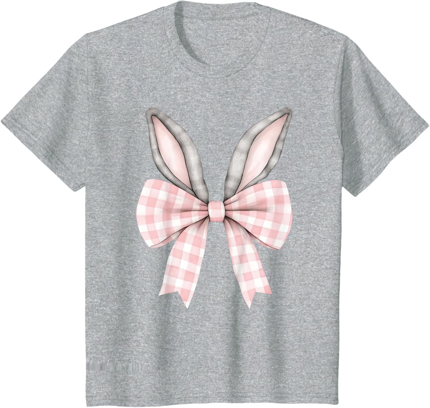 Easter Bunny Coquette Bow Pink Checked Spring Rabbit Ears T-Shirt