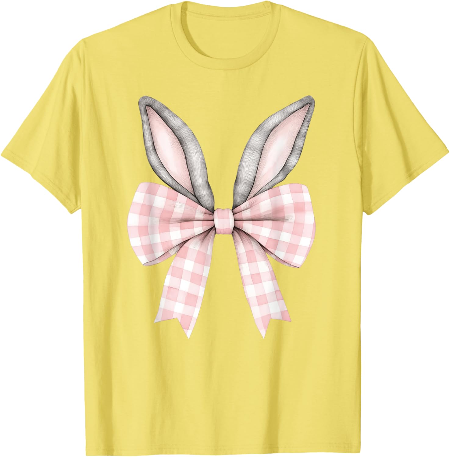 Easter Bunny Coquette Bow Pink Checked Spring Rabbit Ears T-Shirt