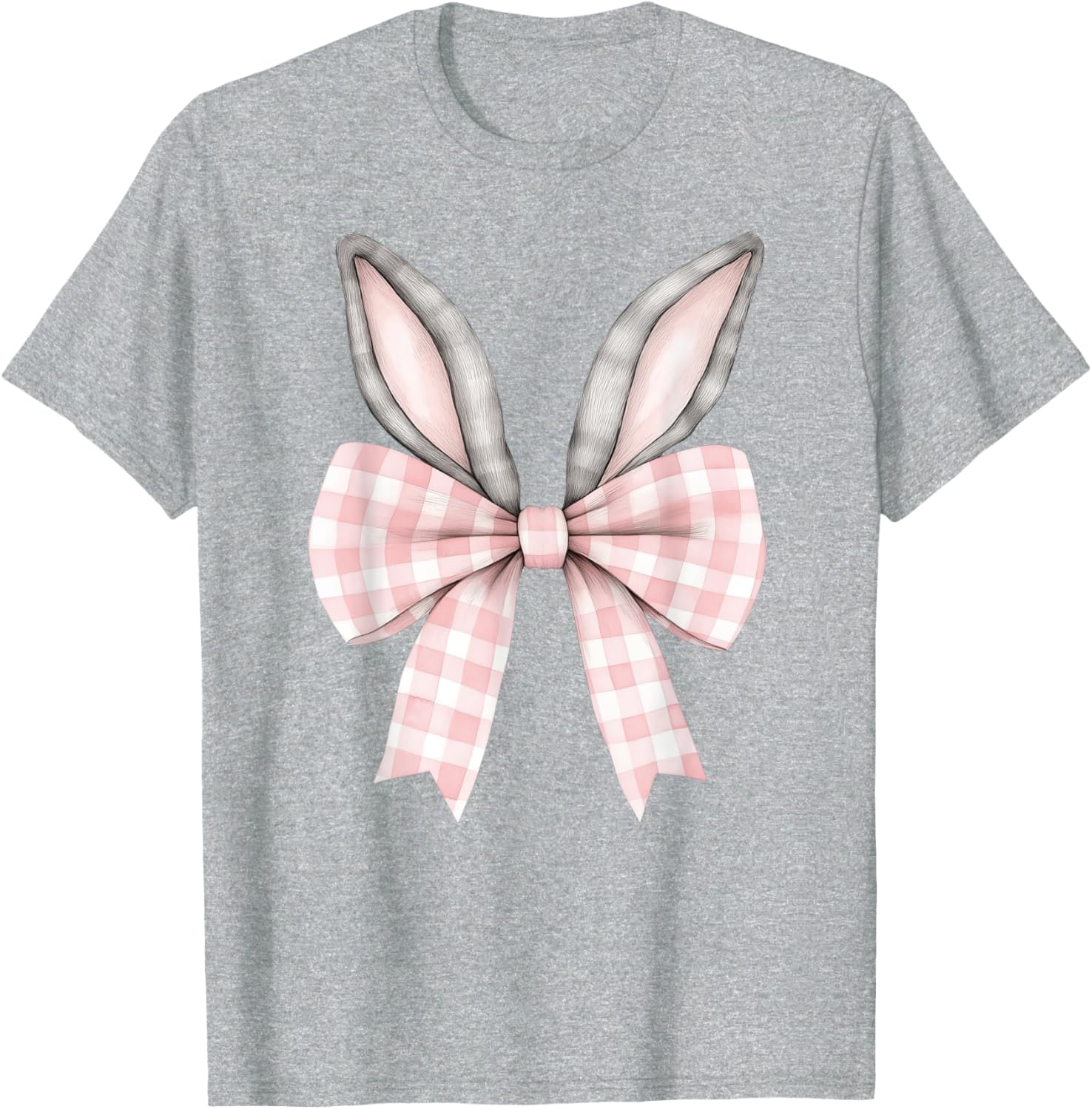 Easter Bunny Coquette Bow Pink Checked Spring Rabbit Ears T-Shirt