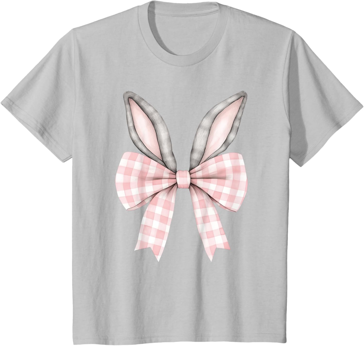 Easter Bunny Coquette Bow Pink Checked Spring Rabbit Ears T-Shirt