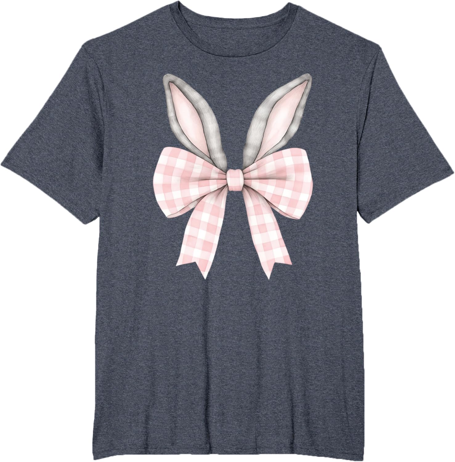 Easter Bunny Coquette Bow Pink Checked Spring Rabbit Ears T-Shirt