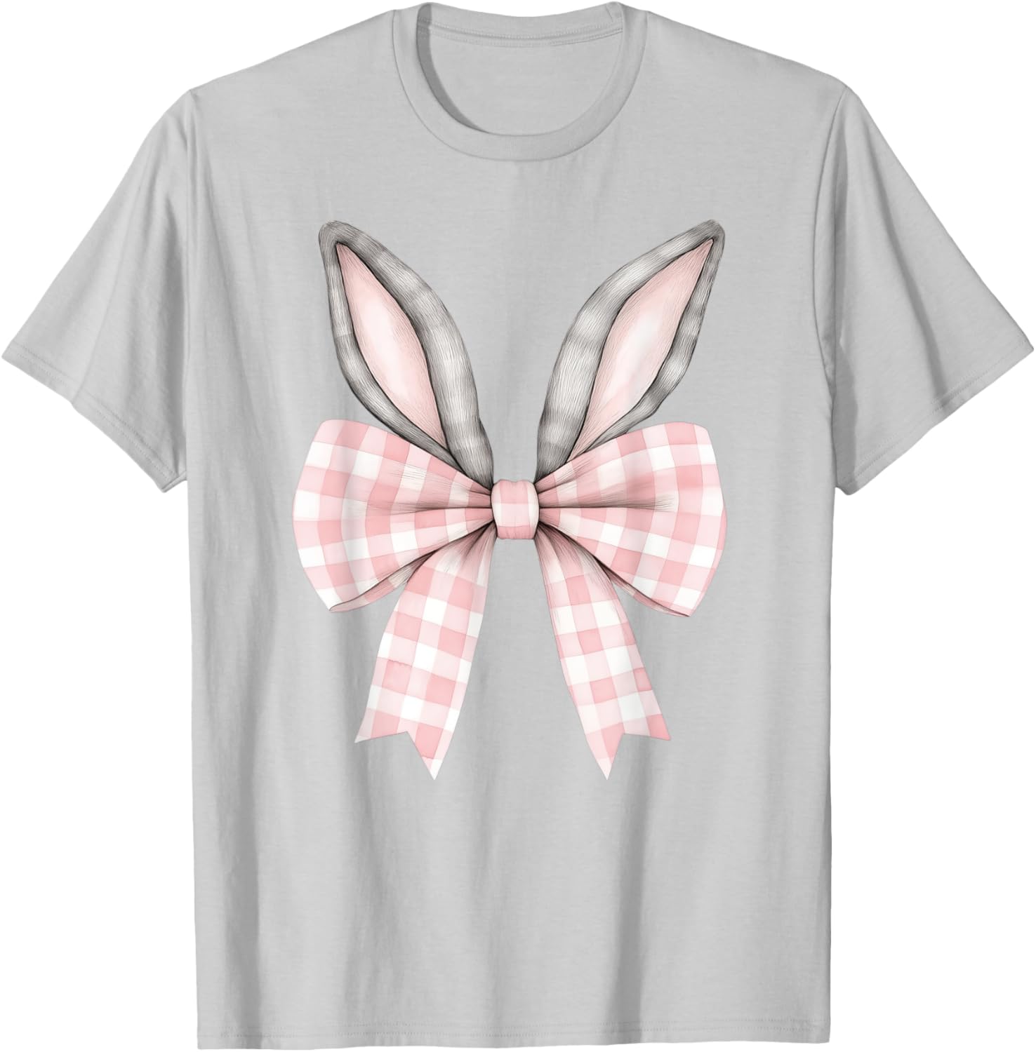 Easter Bunny Coquette Bow Pink Checked Spring Rabbit Ears T-Shirt