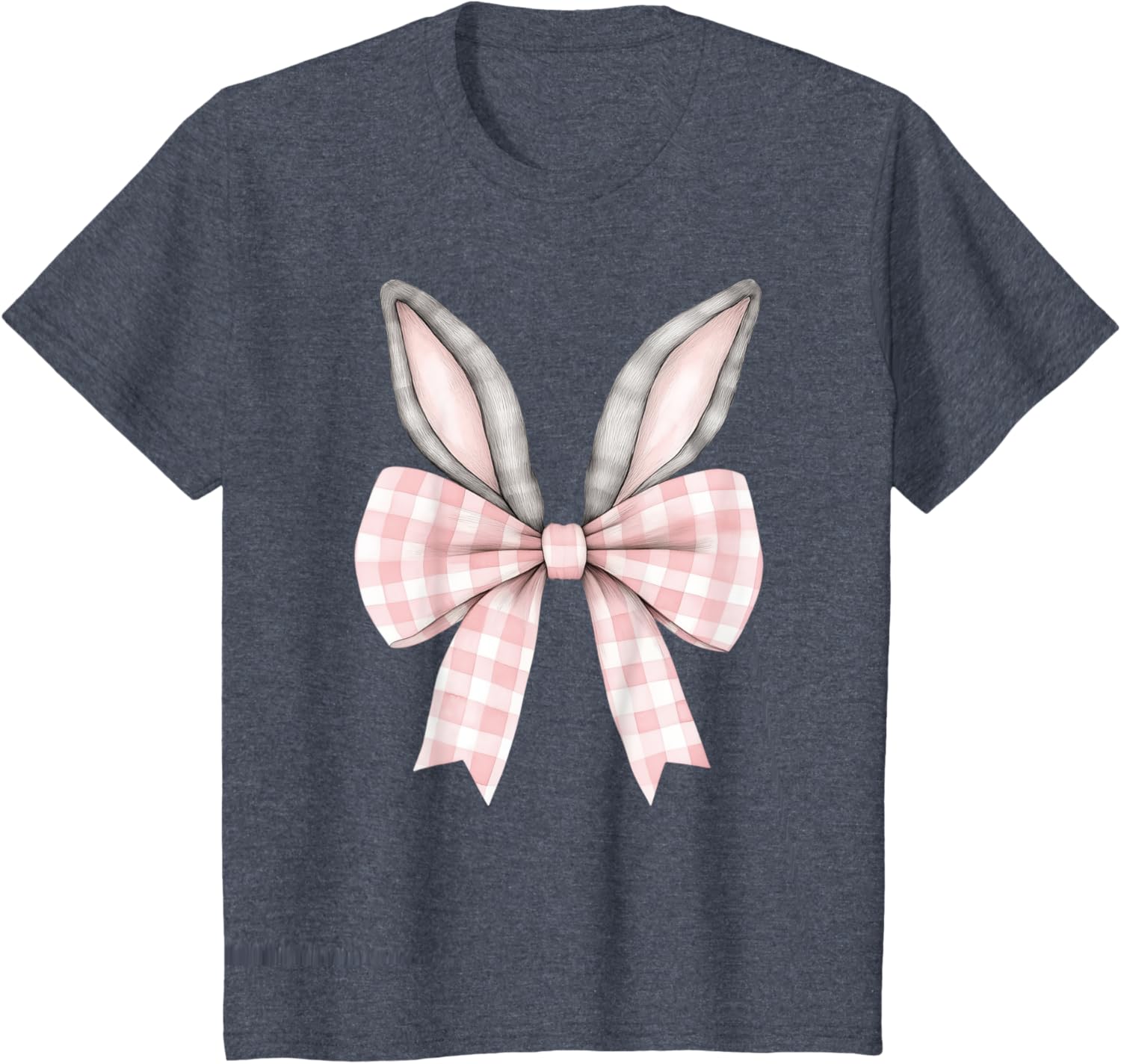 Easter Bunny Coquette Bow Pink Checked Spring Rabbit Ears T-Shirt