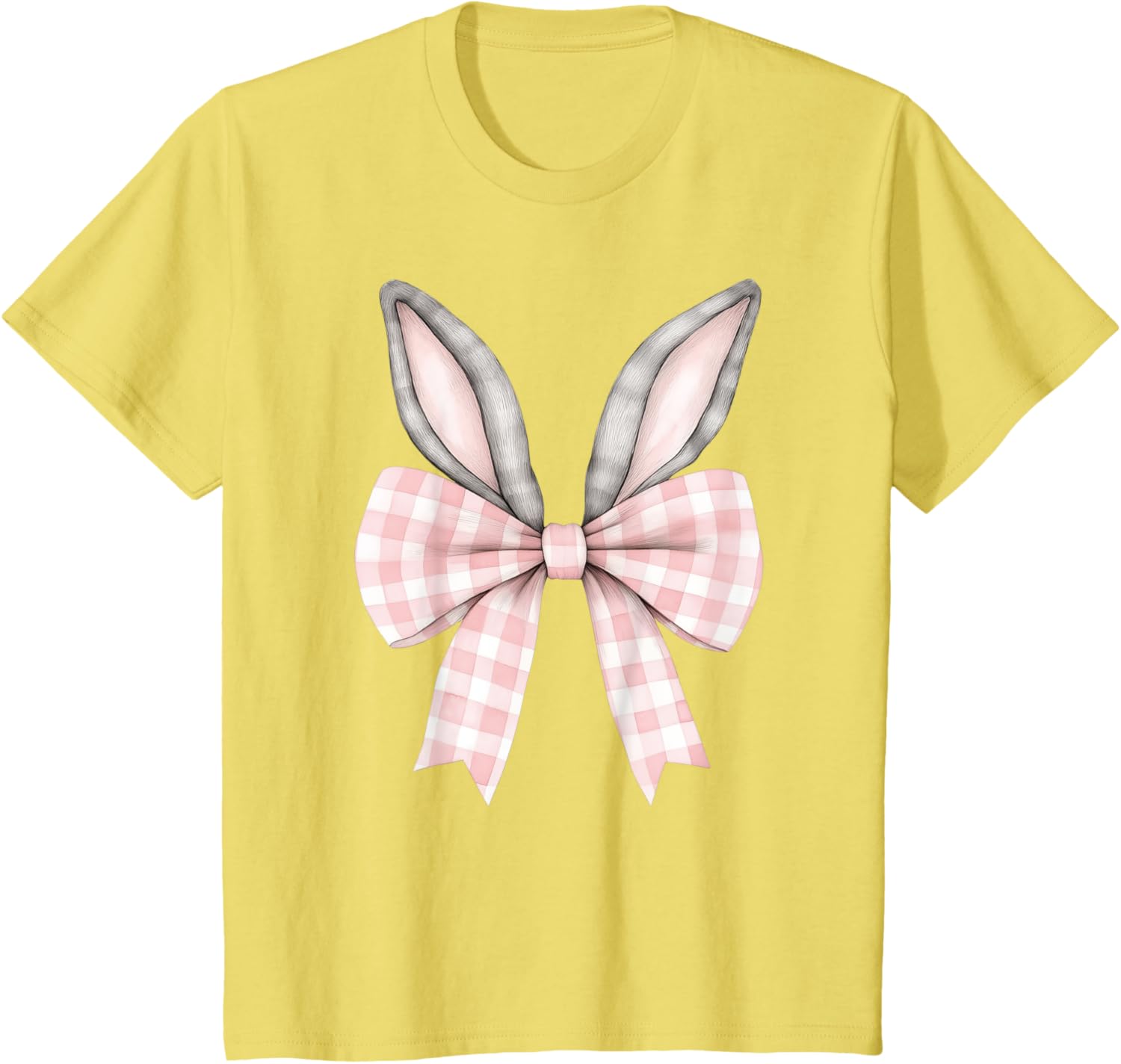 Easter Bunny Coquette Bow Pink Checked Spring Rabbit Ears T-Shirt