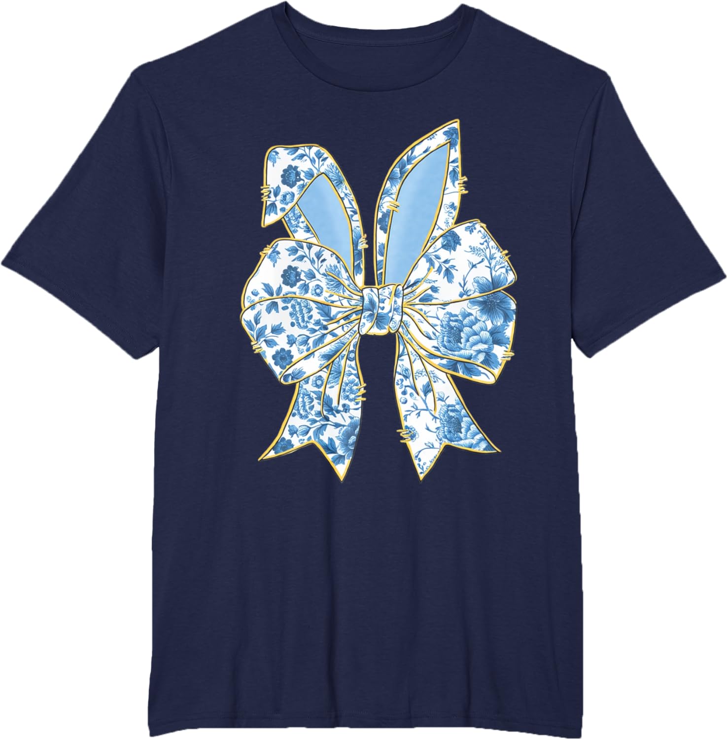 Easter Bunny Nurse Coquette Bow Bunny Ears Blue Floral Women T-Shirt