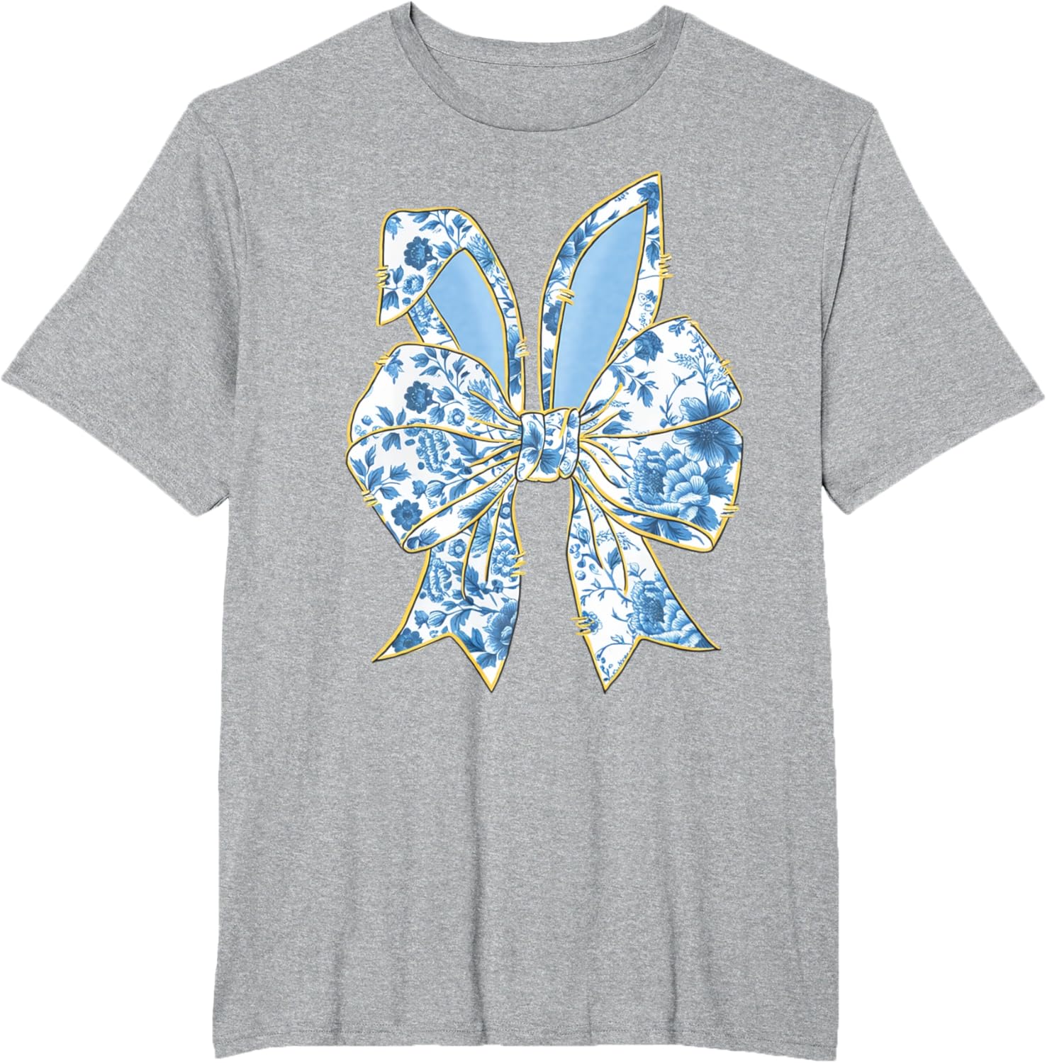 Easter Bunny Nurse Coquette Bow Bunny Ears Blue Floral Women T-Shirt