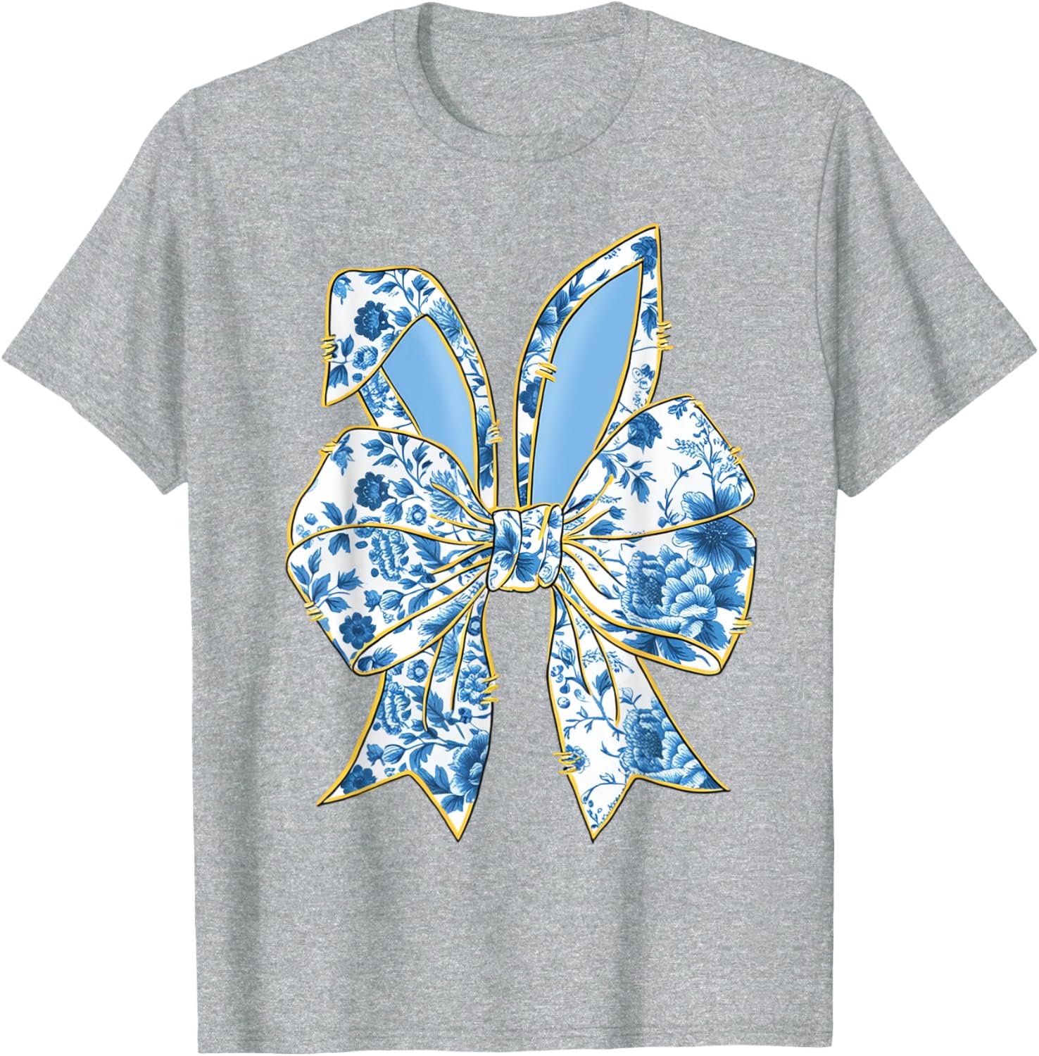 Easter Bunny Nurse Coquette Bow Bunny Ears Blue Floral Women T-Shirt