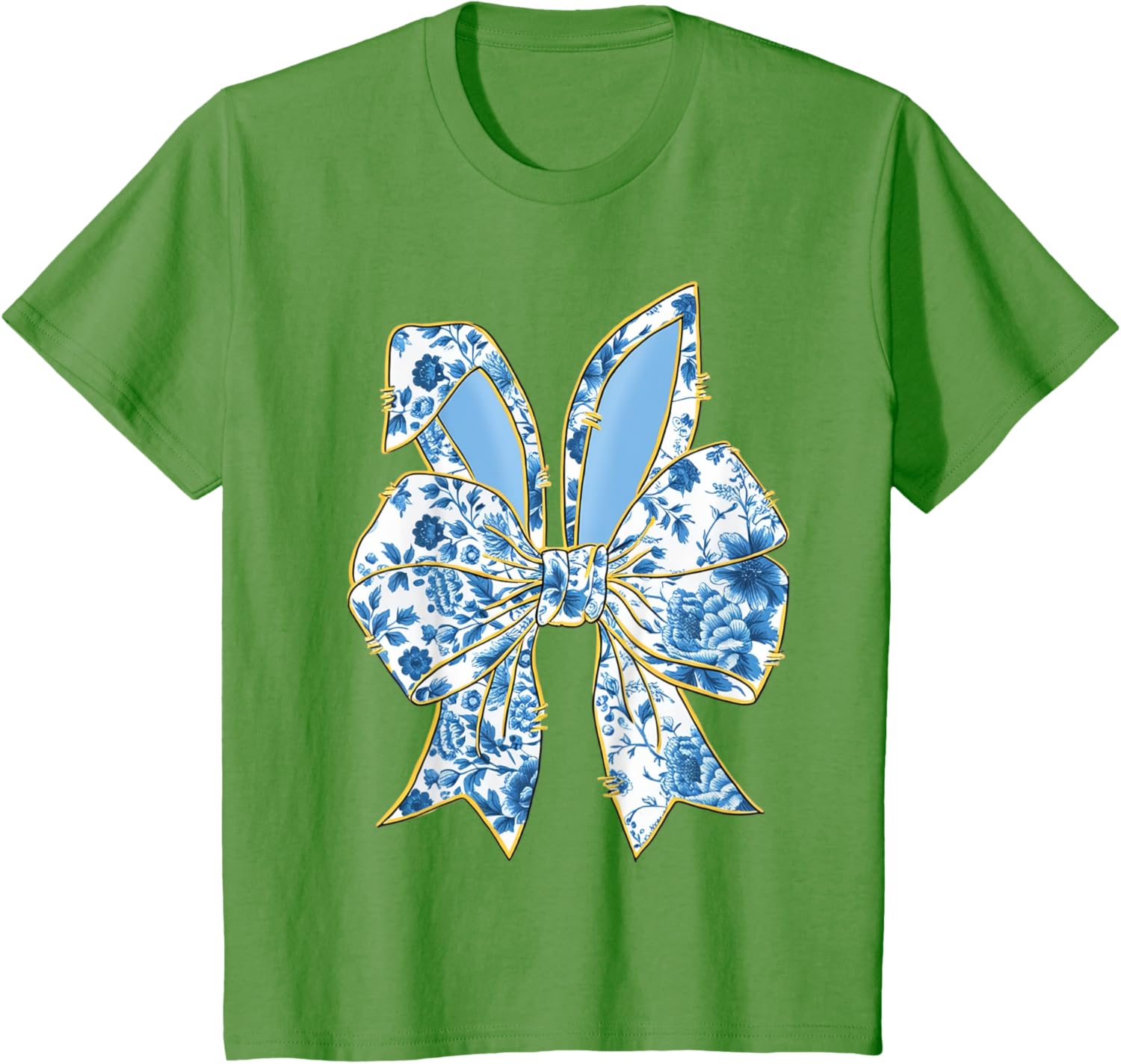 Easter Bunny Nurse Coquette Bow Bunny Ears Blue Floral Women T-Shirt