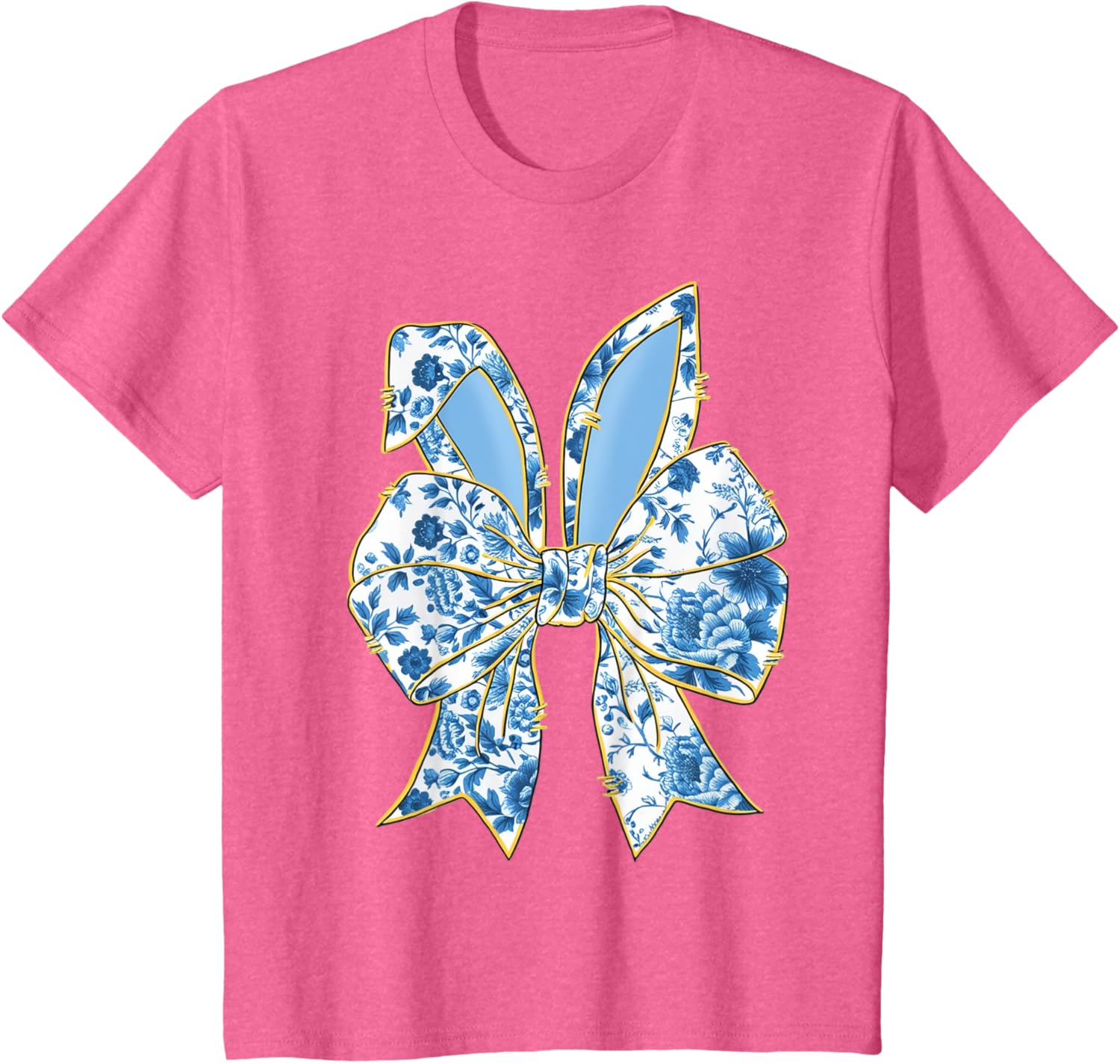 Easter Bunny Nurse Coquette Bow Bunny Ears Blue Floral Women T-Shirt