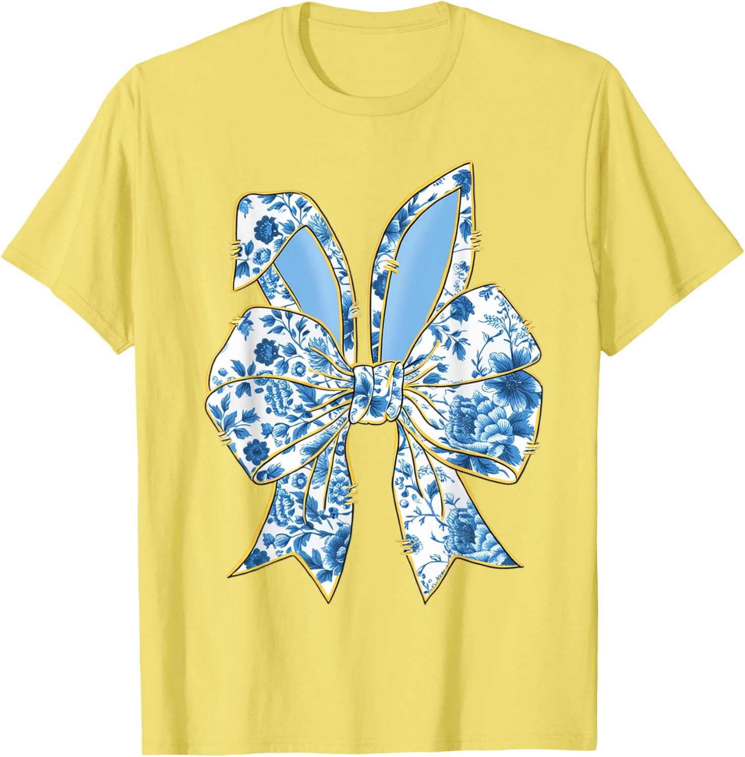 Easter Bunny Nurse Coquette Bow Bunny Ears Blue Floral Women T-Shirt