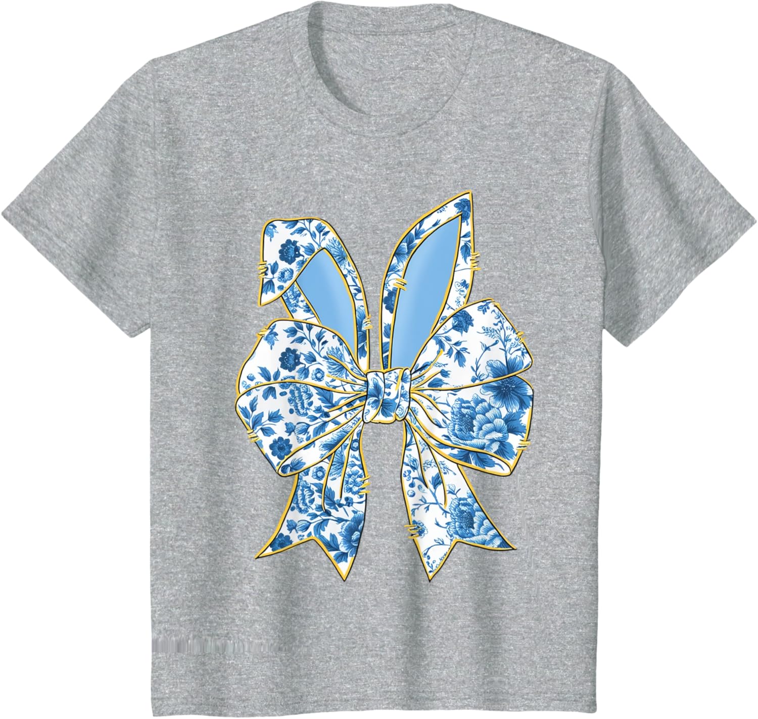 Easter Bunny Nurse Coquette Bow Bunny Ears Blue Floral Women T-Shirt