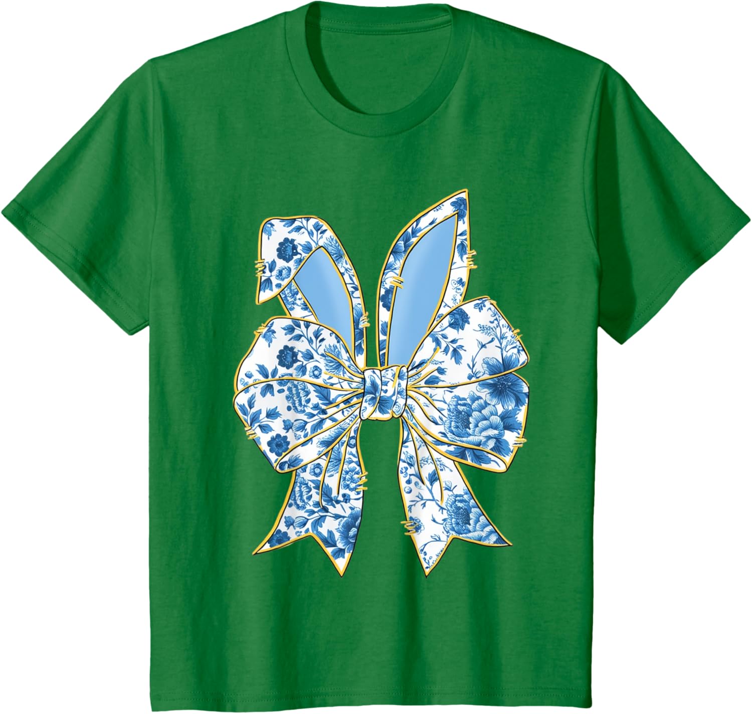 Easter Bunny Nurse Coquette Bow Bunny Ears Blue Floral Women T-Shirt