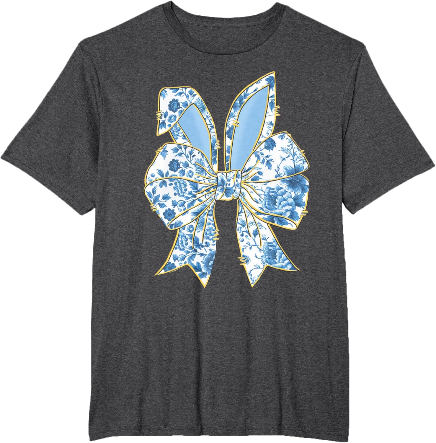 Easter Bunny Nurse Coquette Bow Bunny Ears Blue Floral Women T-Shirt