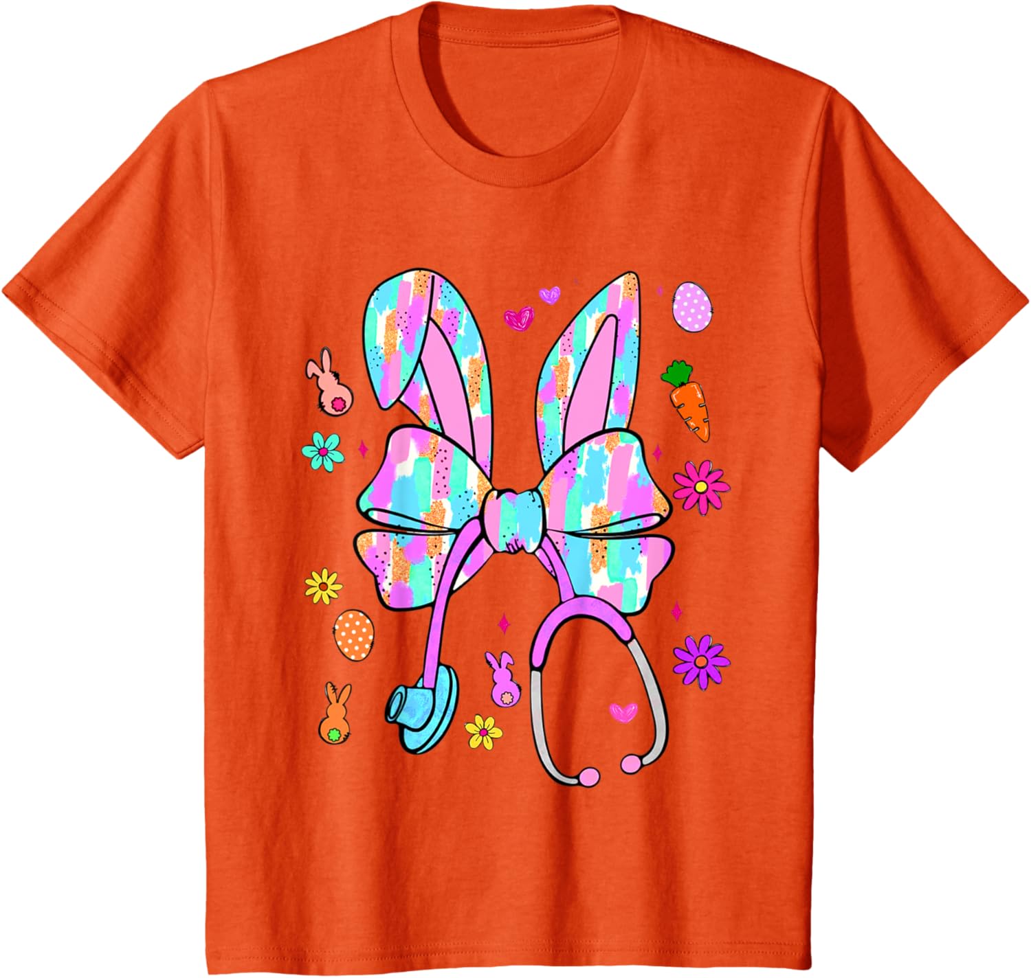 Easter Bunny Nurse Coquette Bow Bunny Ears Polka Dot Pattern T-Shirt