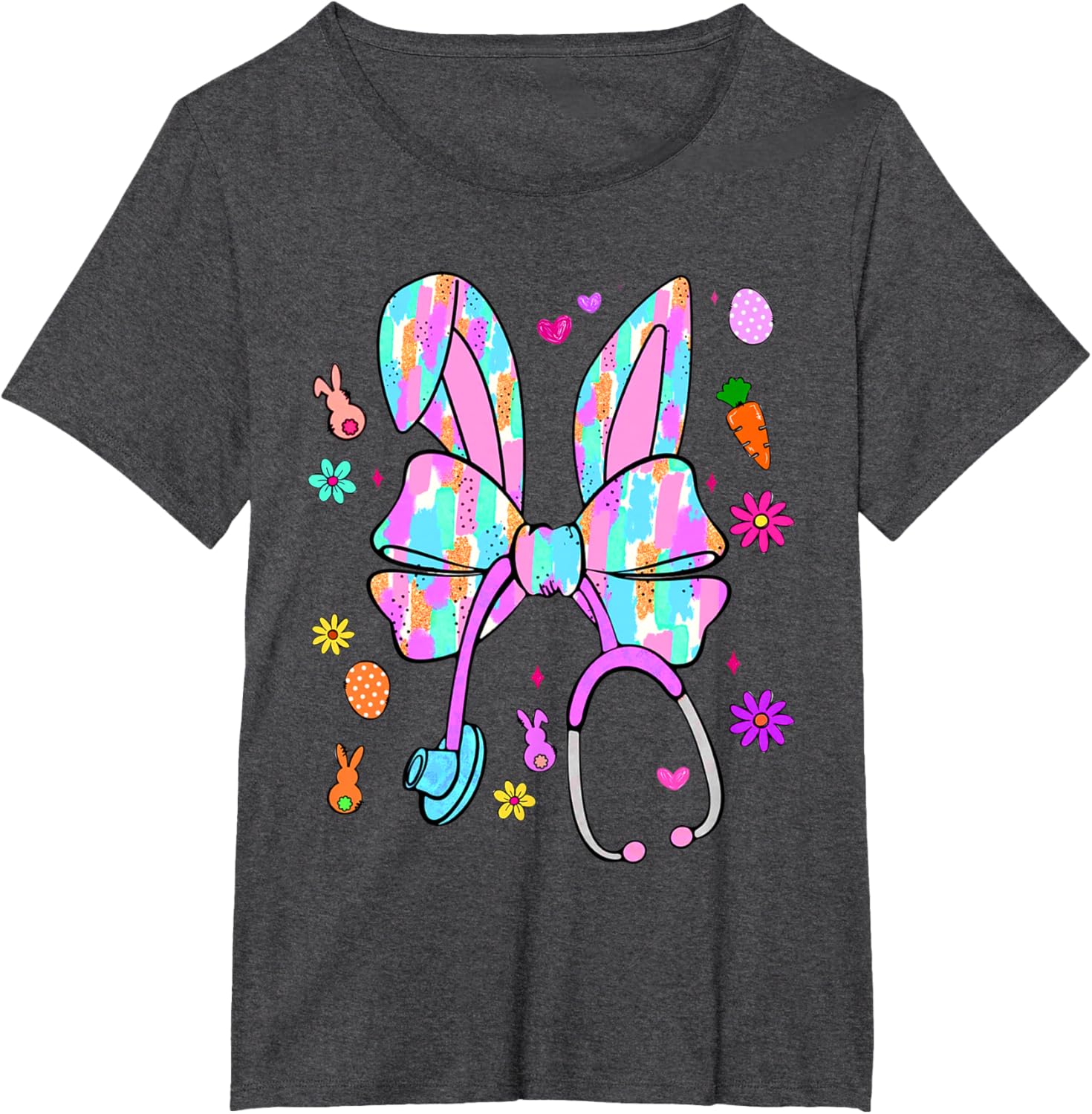 Easter Bunny Nurse Coquette Bow Bunny Ears Polka Dot Pattern T-Shirt