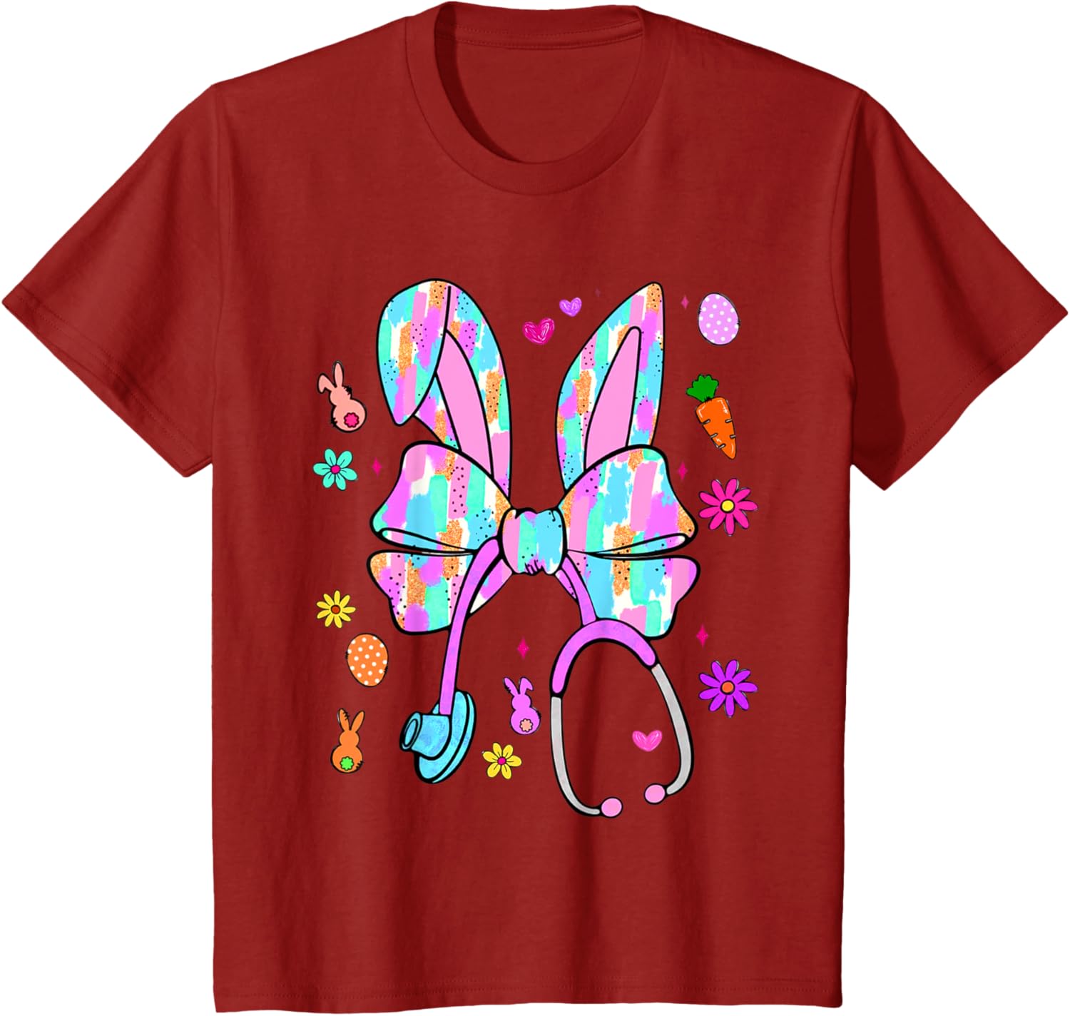 Easter Bunny Nurse Coquette Bow Bunny Ears Polka Dot Pattern T-Shirt