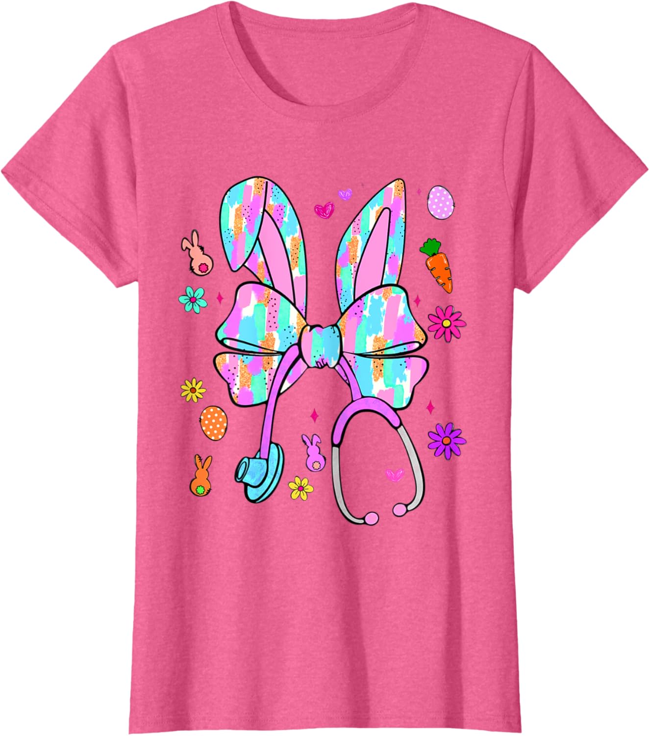 Easter Bunny Nurse Coquette Bow Bunny Ears Polka Dot Pattern T-Shirt