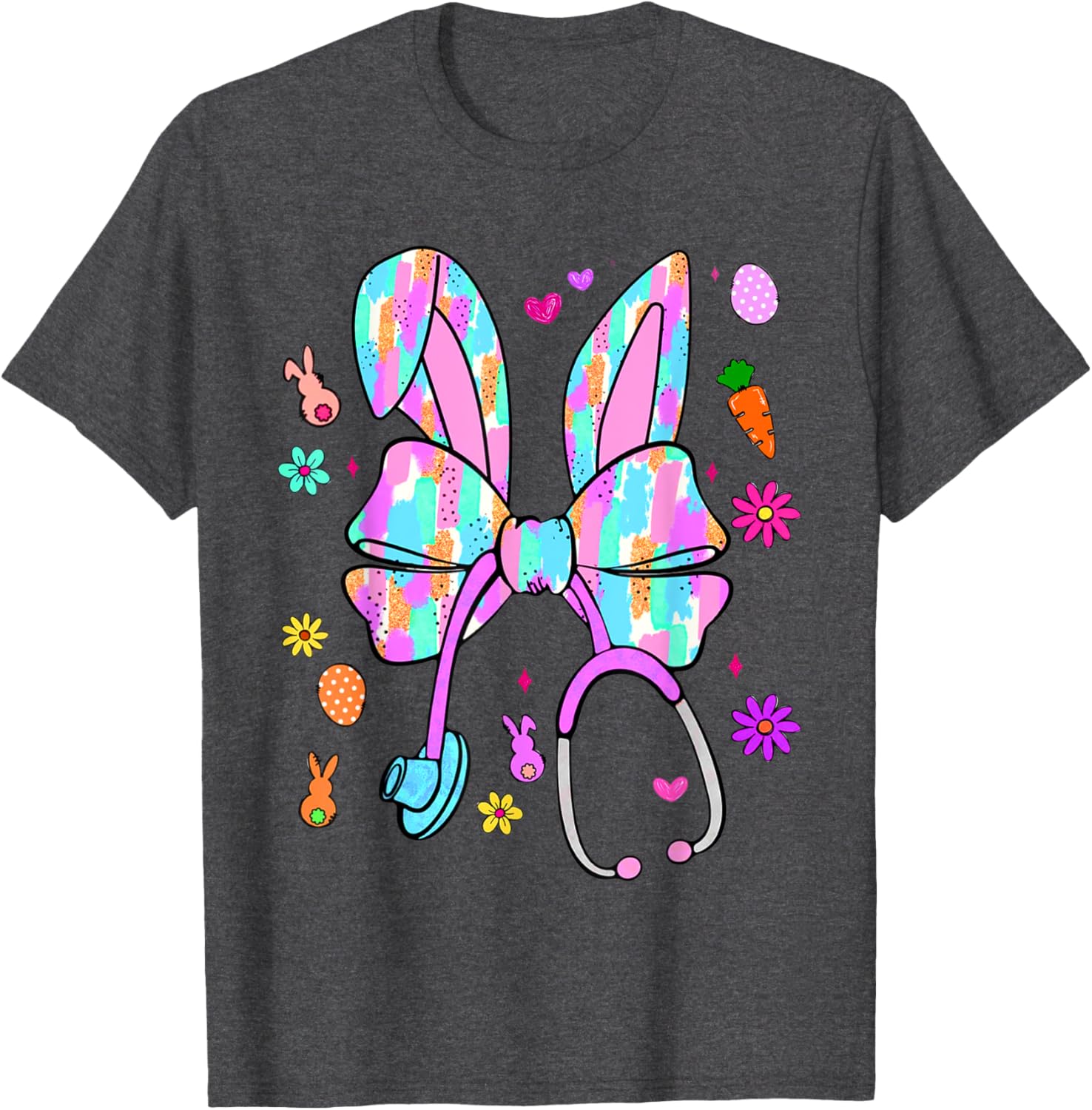 Easter Bunny Nurse Coquette Bow Bunny Ears Polka Dot Pattern T-Shirt