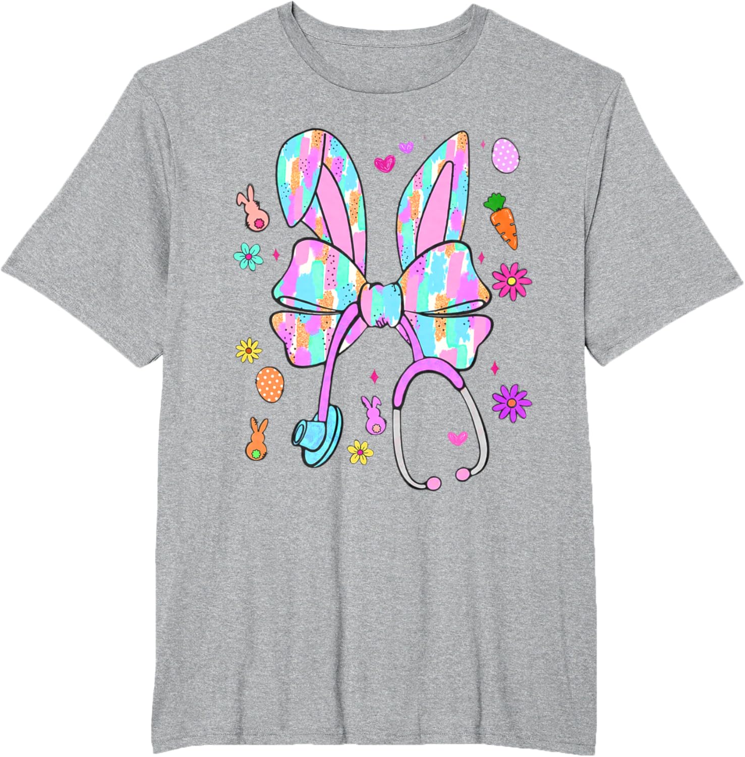 Easter Bunny Nurse Coquette Bow Bunny Ears Polka Dot Pattern T-Shirt